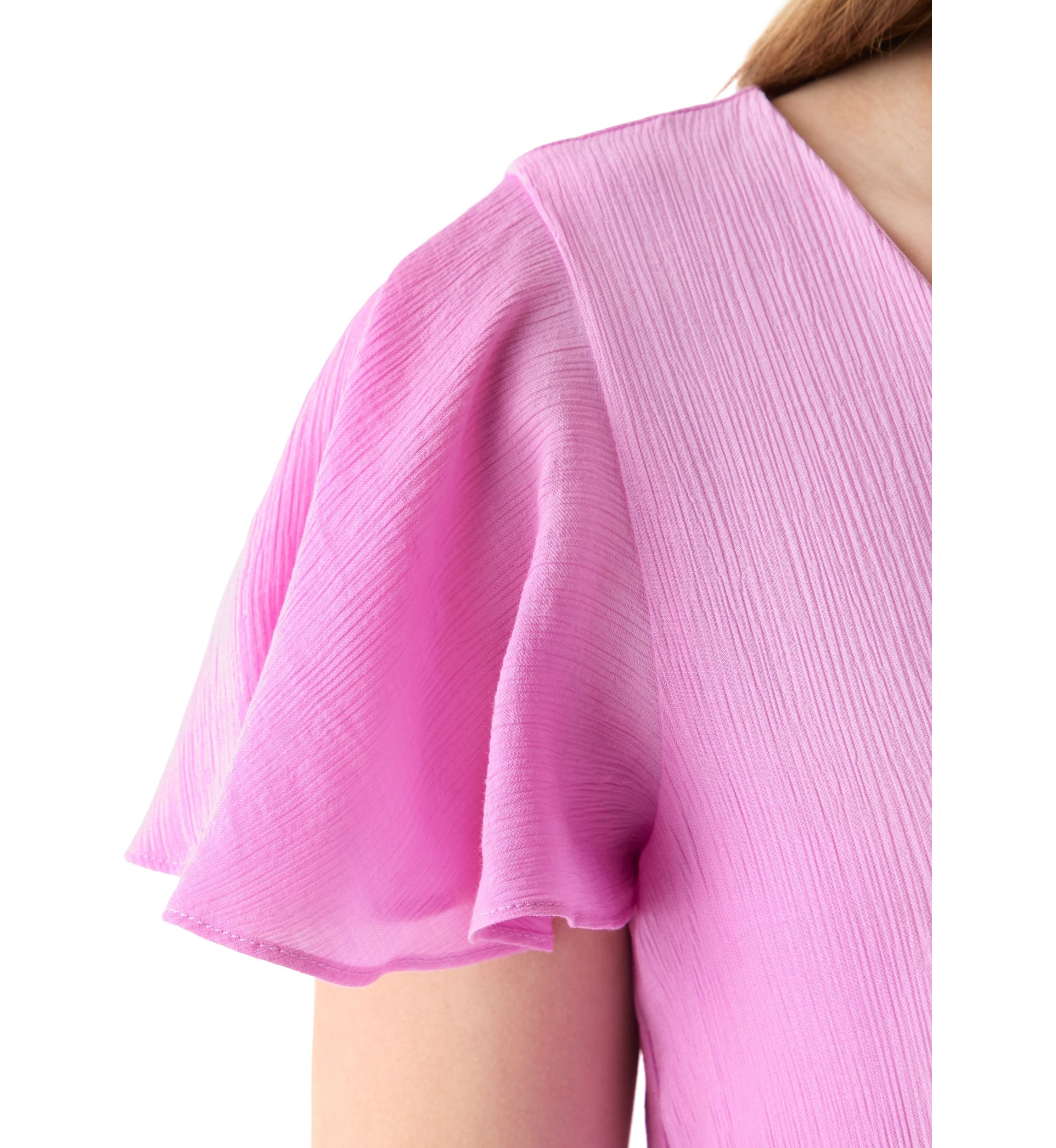 Womens  Flutter Sleeve Faux Wrap Dress