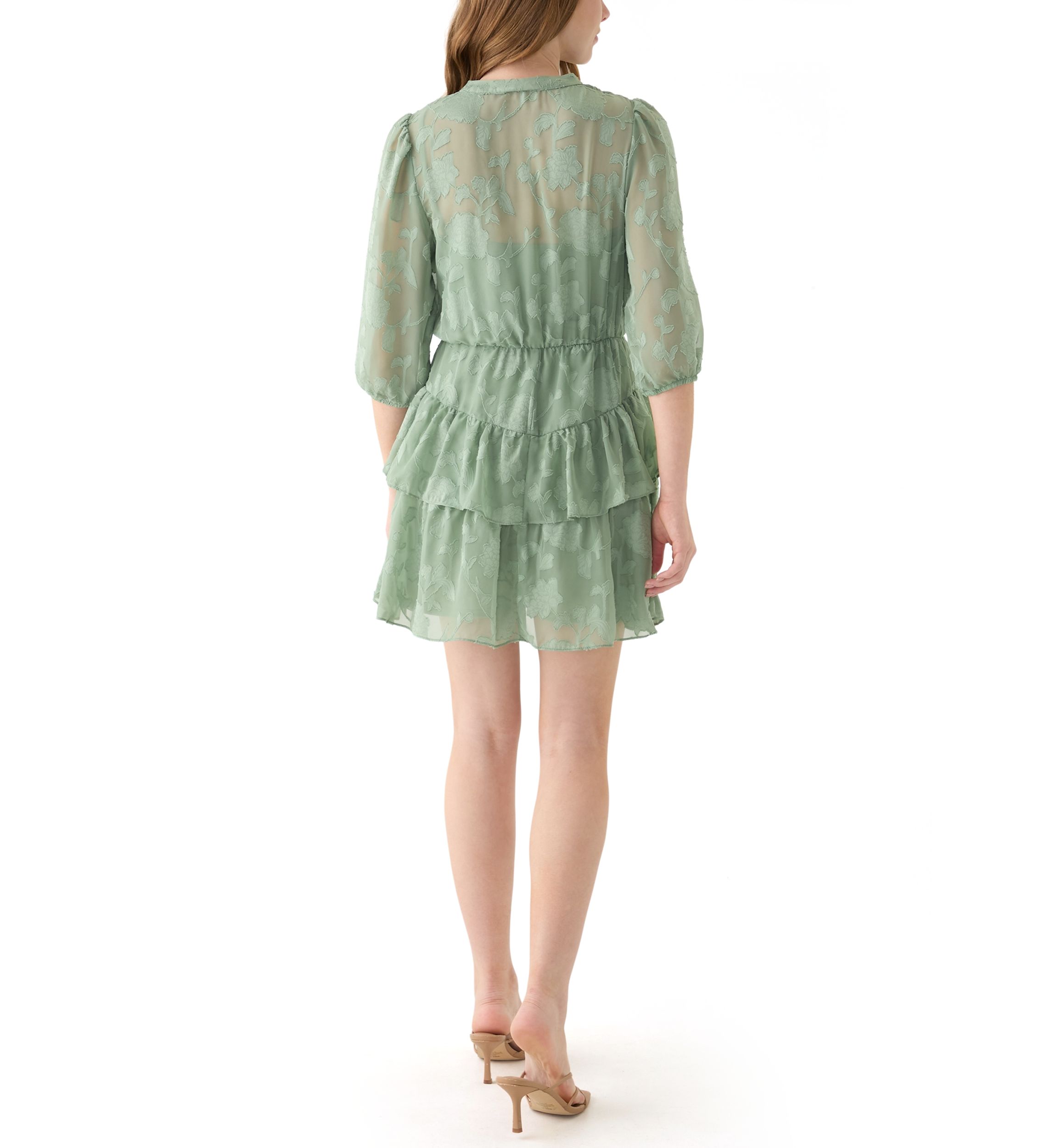 Womens  Embroidered Tiered Shirtdress