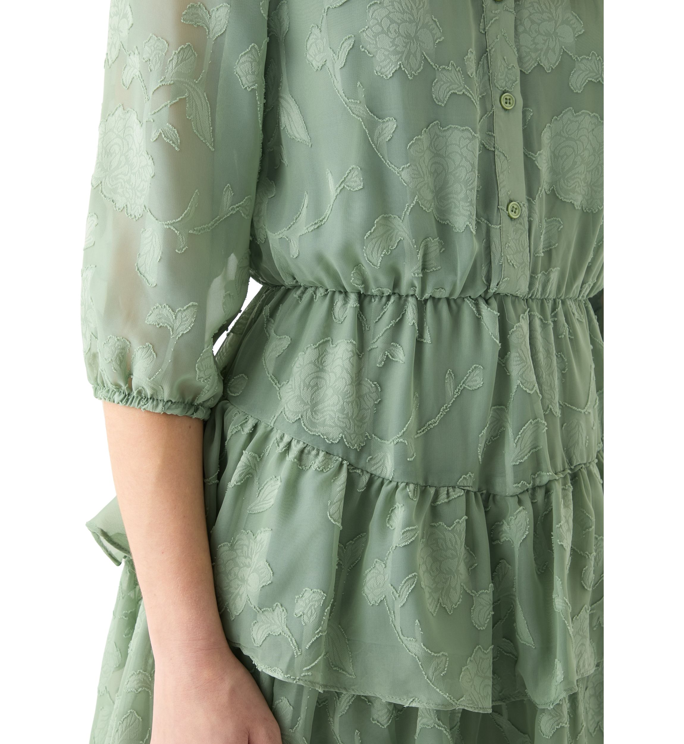 Womens  Embroidered Tiered Shirtdress