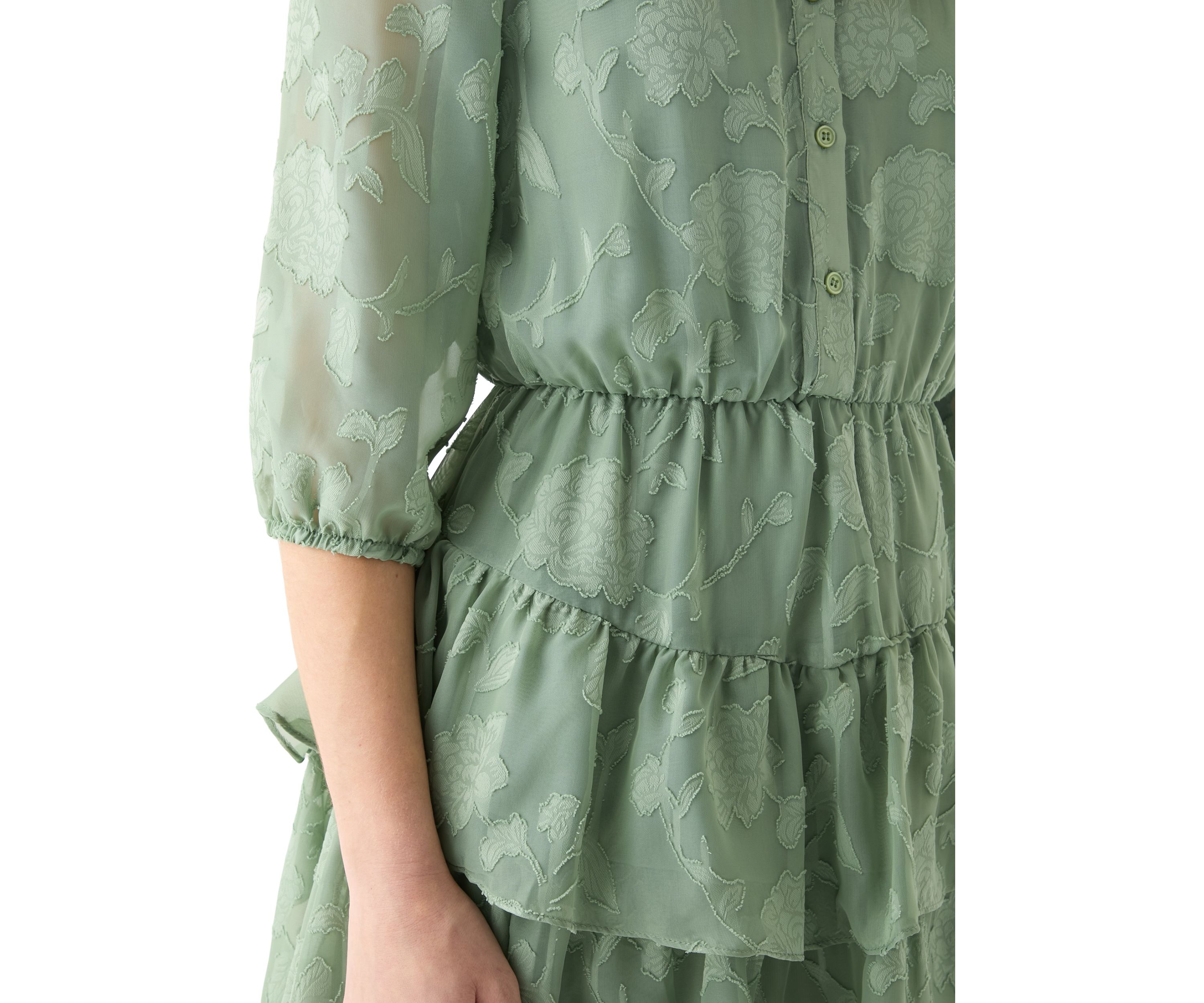 Juniors Embroidered Tiered Shirtdress