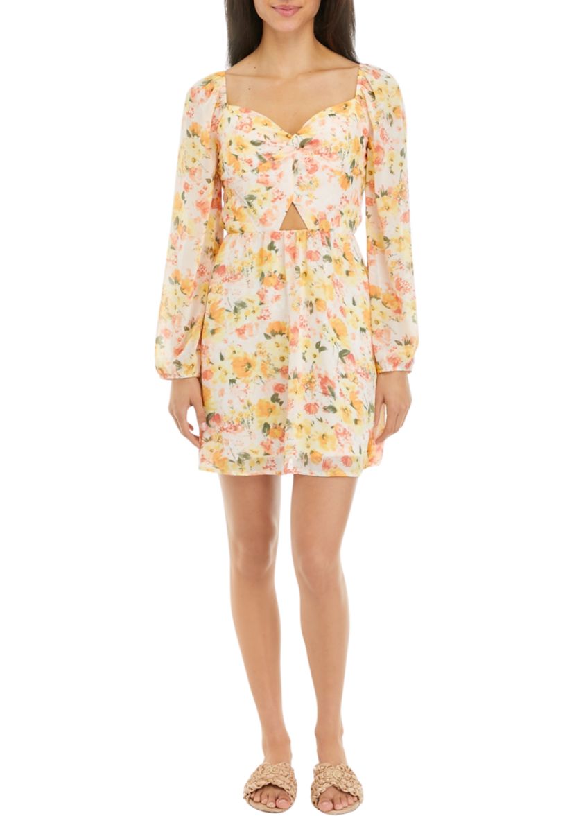Juniors Floral Printed Mini Dress