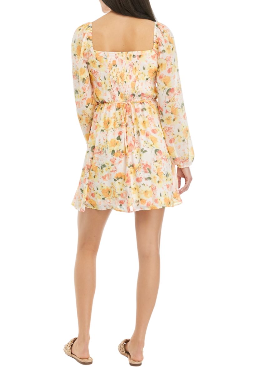 Juniors Floral Printed Mini Dress