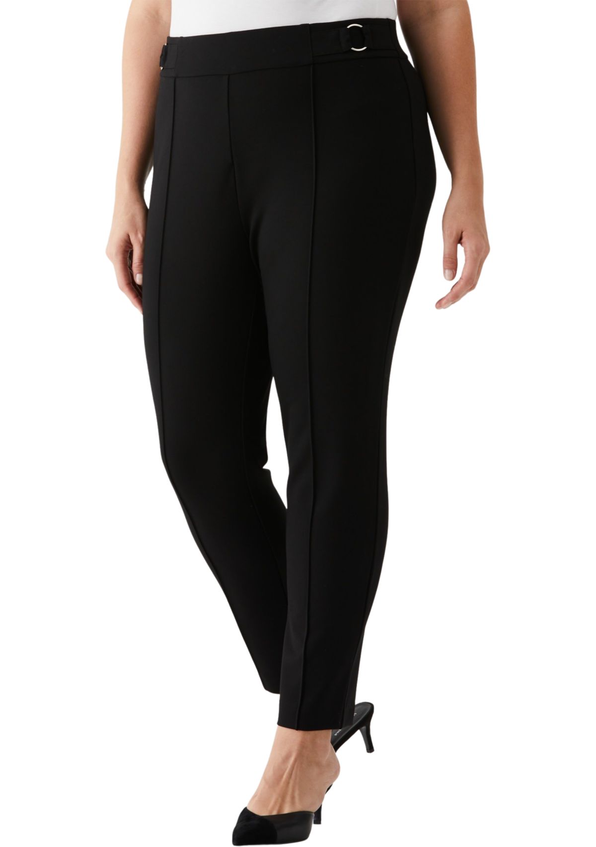 Plus Size Slim Leg Ankle Pants with Hardware