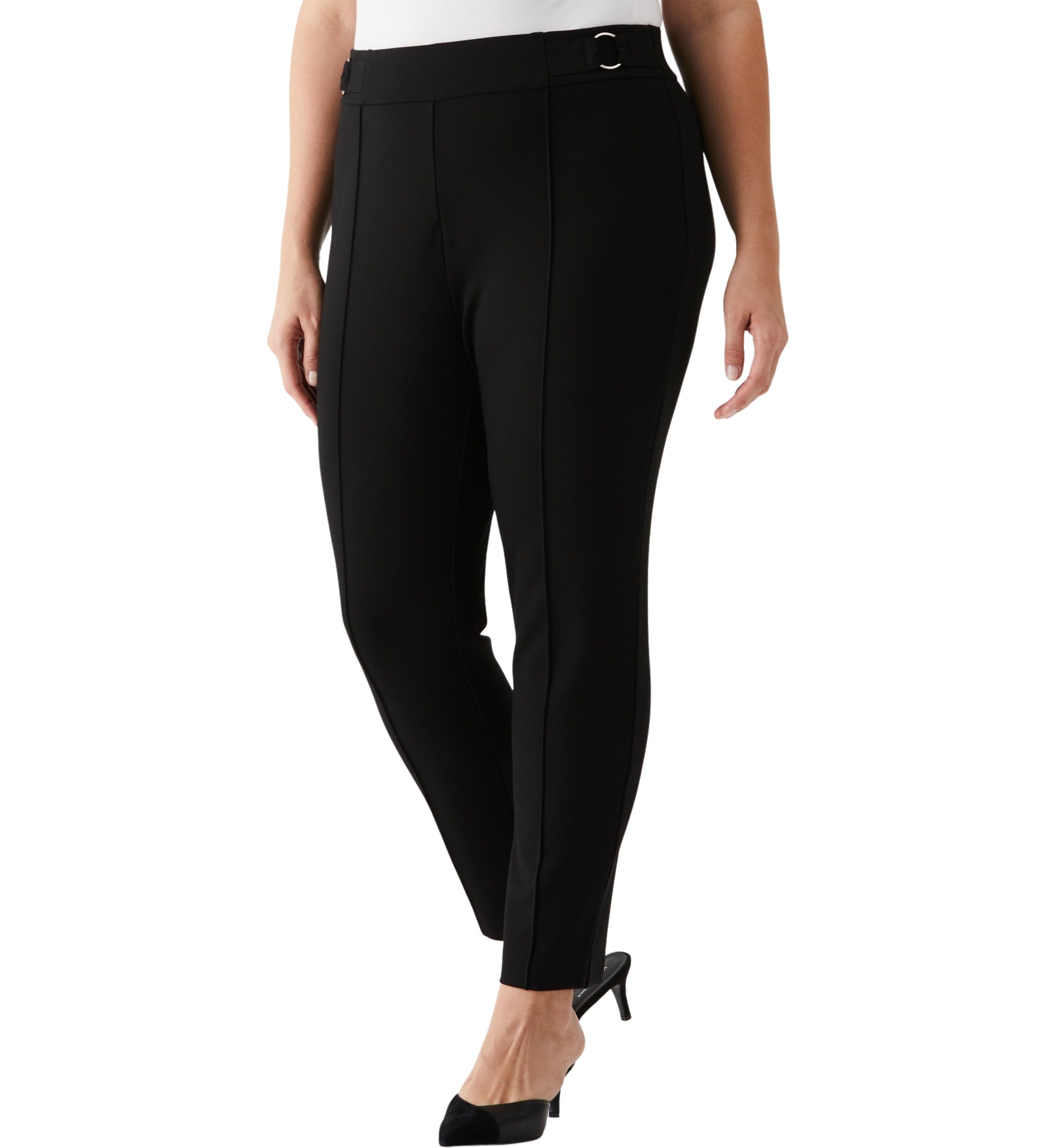 Plus Size Slim Leg Ankle Pants with Hardware