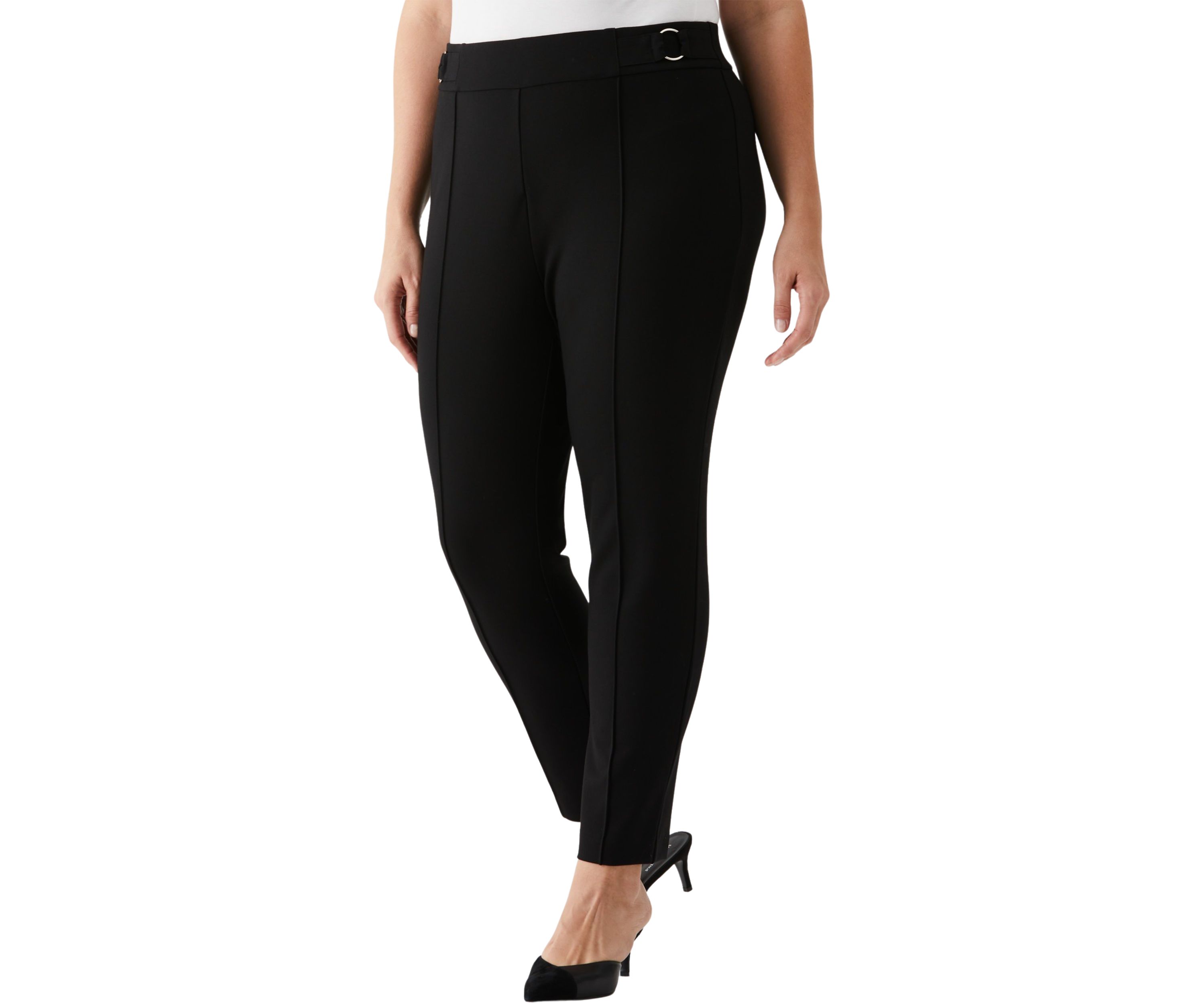 Plus Size Slim Leg Ankle Pants with Hardware