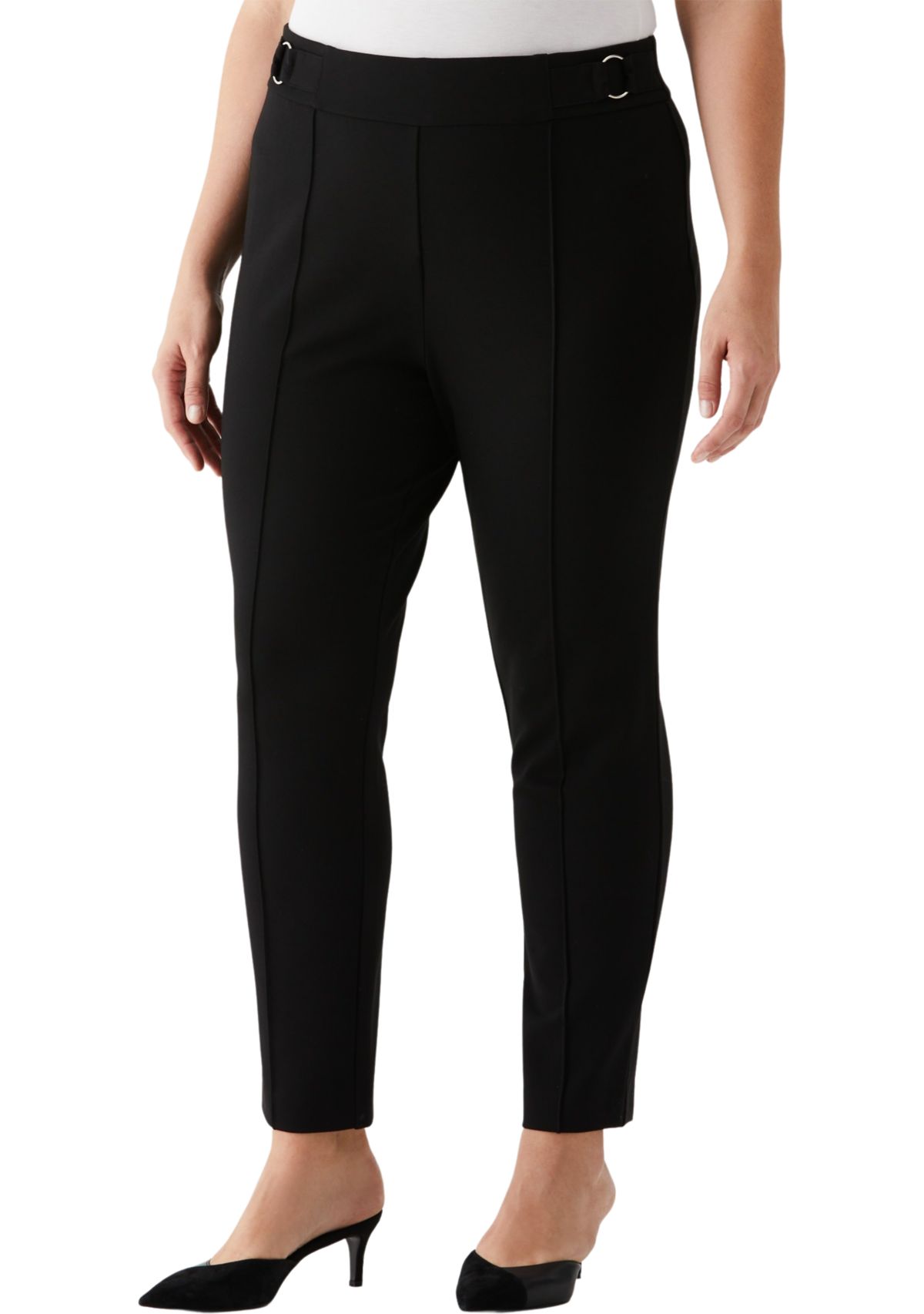 Plus Size Slim Leg Ankle Pants with Hardware