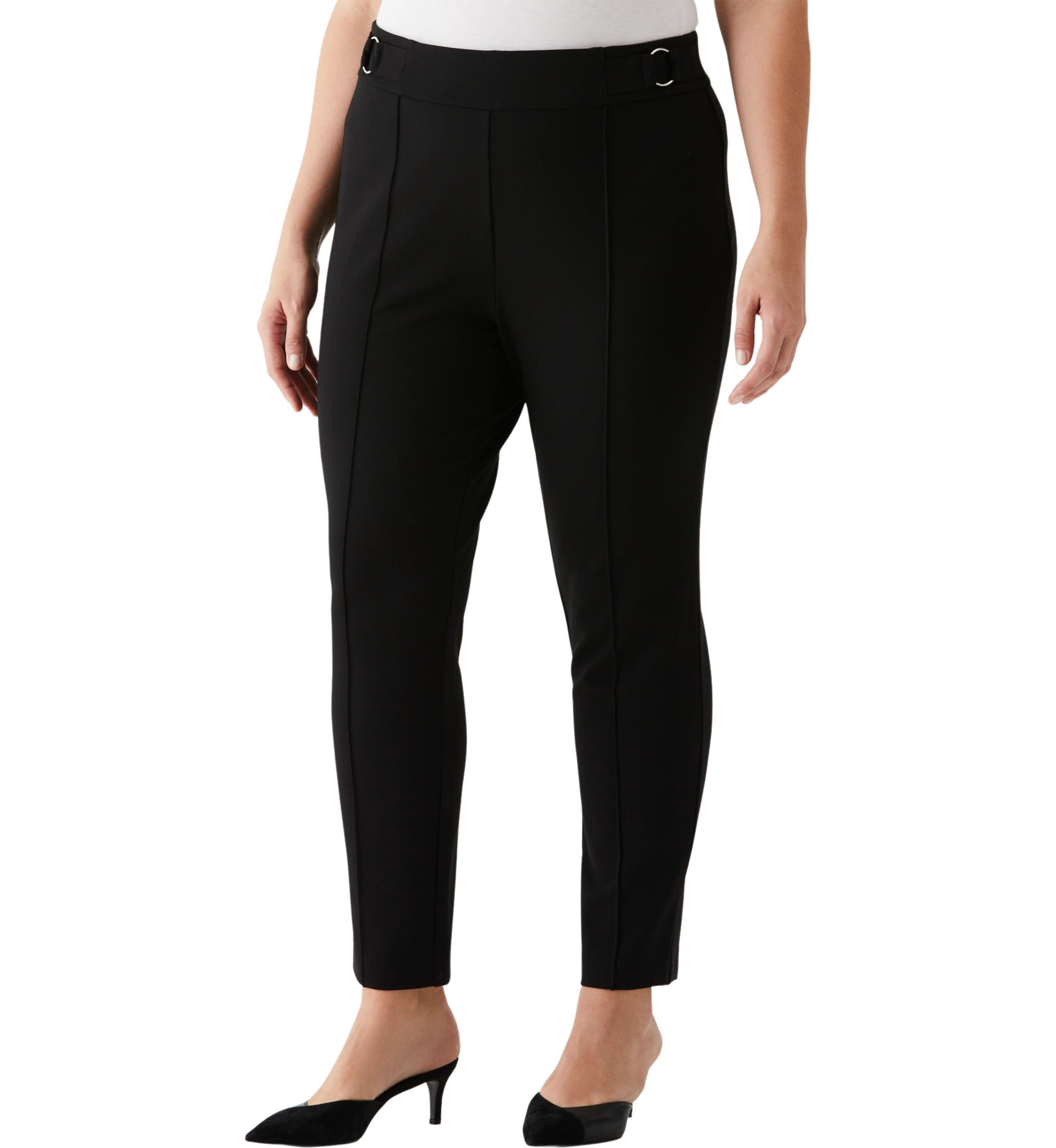 Plus Size Slim Leg Ankle Pants with Hardware
