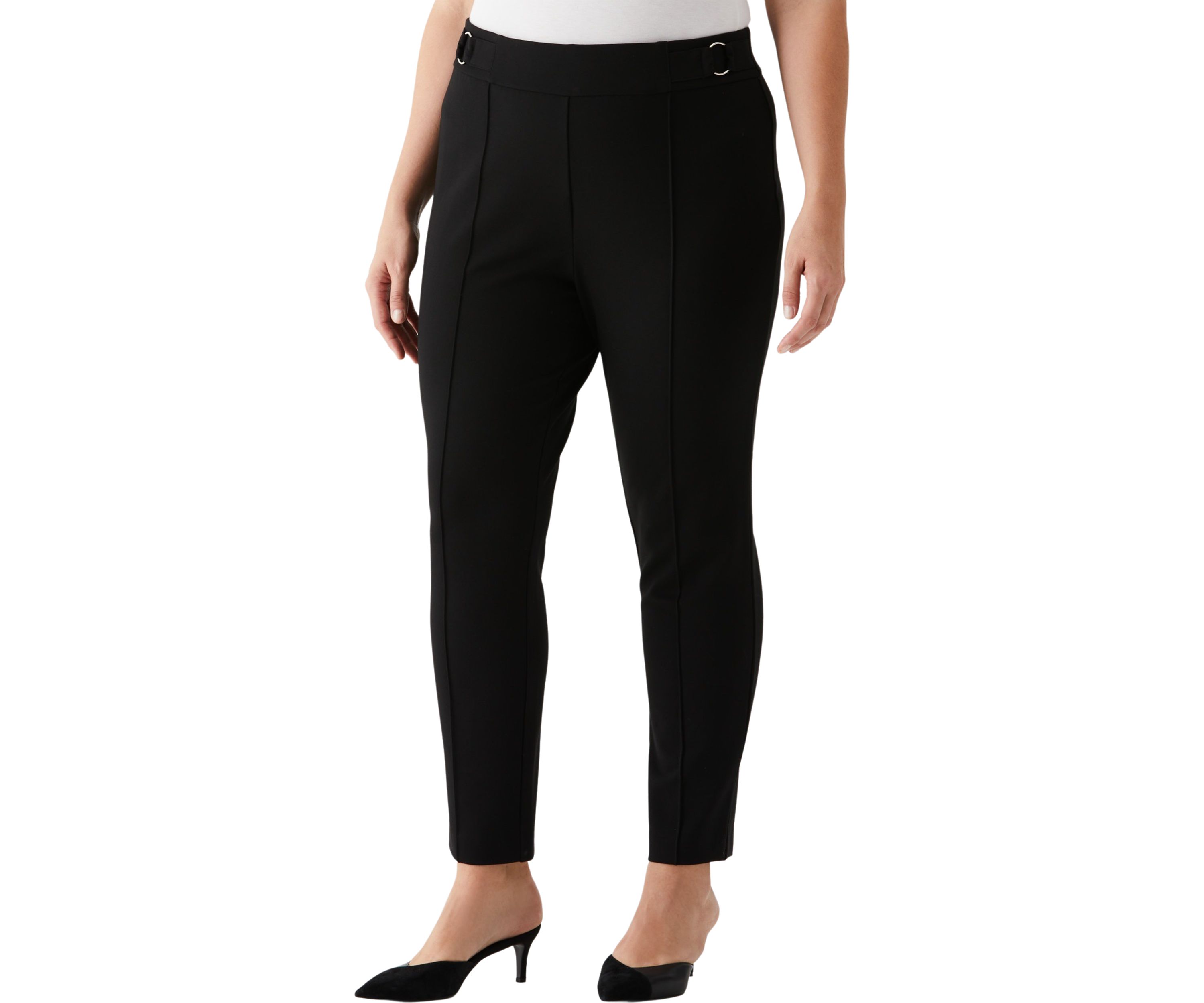 Plus Size Slim Leg Ankle Pants with Hardware