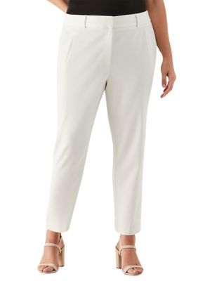 ELLA Rafaella Women's Plus Size Straight Leg Ankle Pants, 24W
