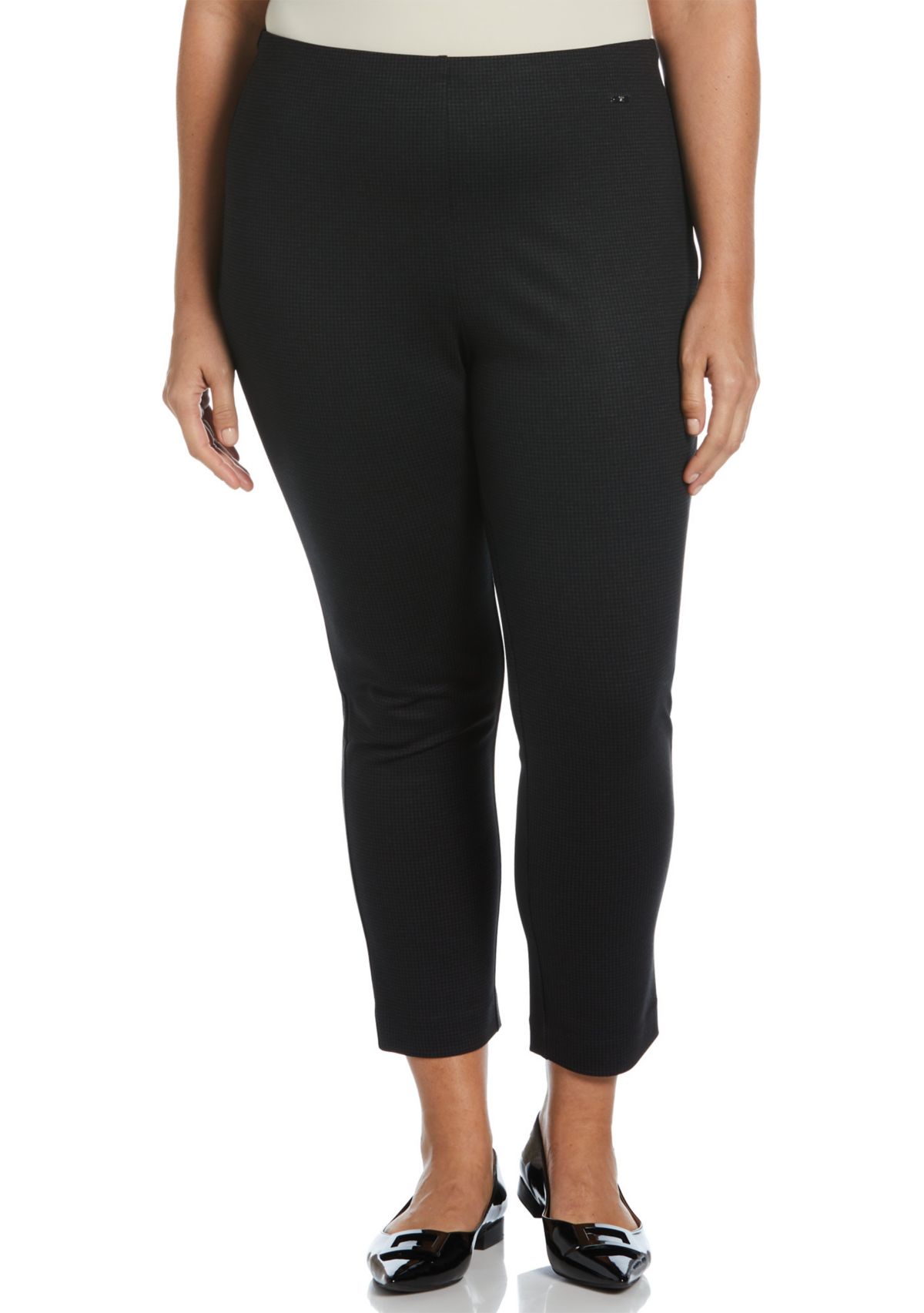 Plus Size Houndstooth Pull On Pants