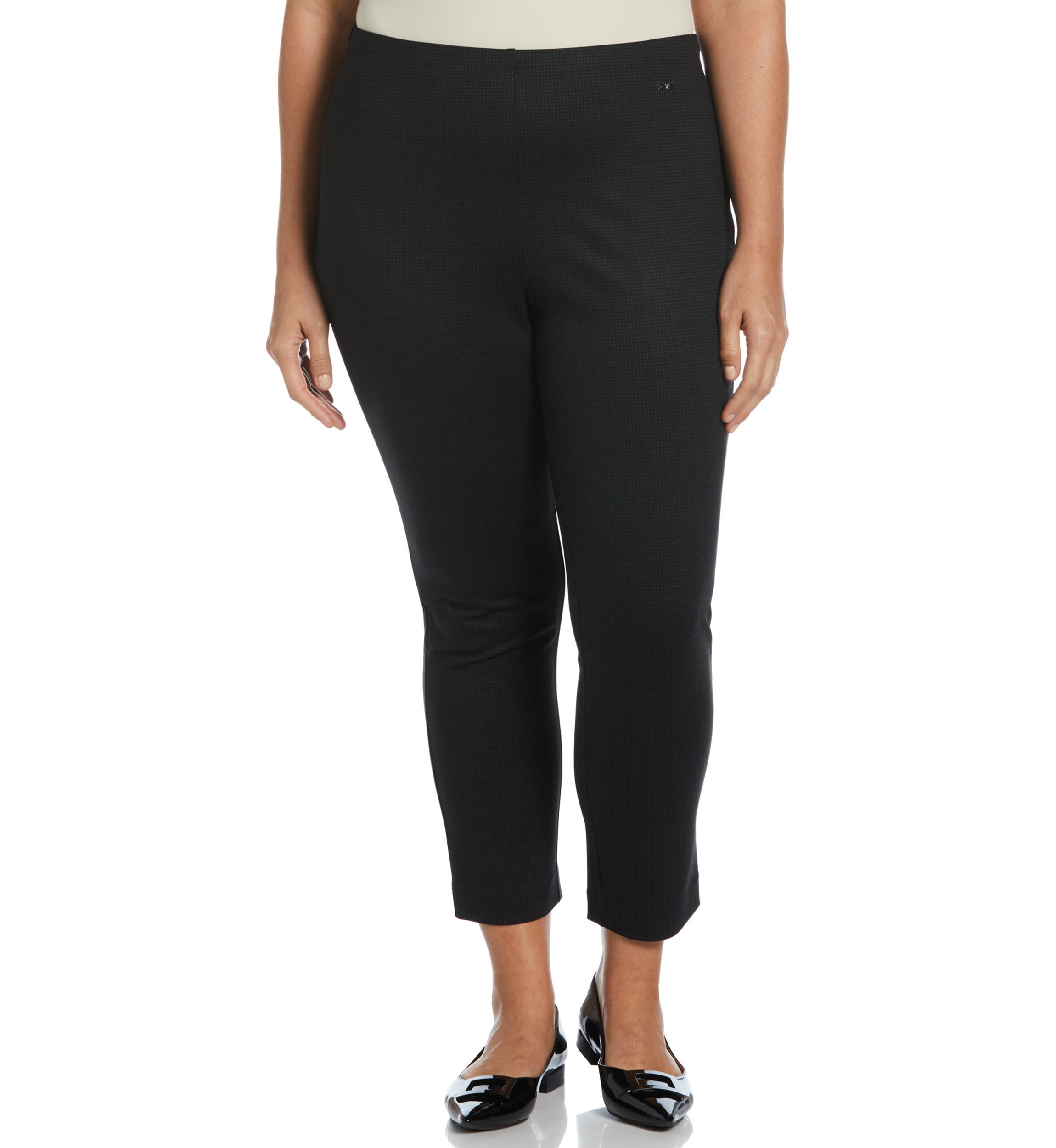 Plus Size Houndstooth Pull On Pants