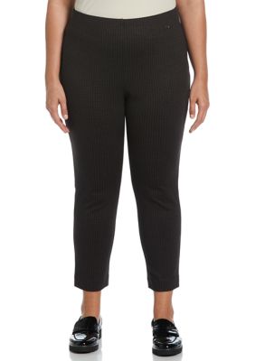 ELLA Rafaella Women's Plus Size Houndstooth Pull On Pants, 3X