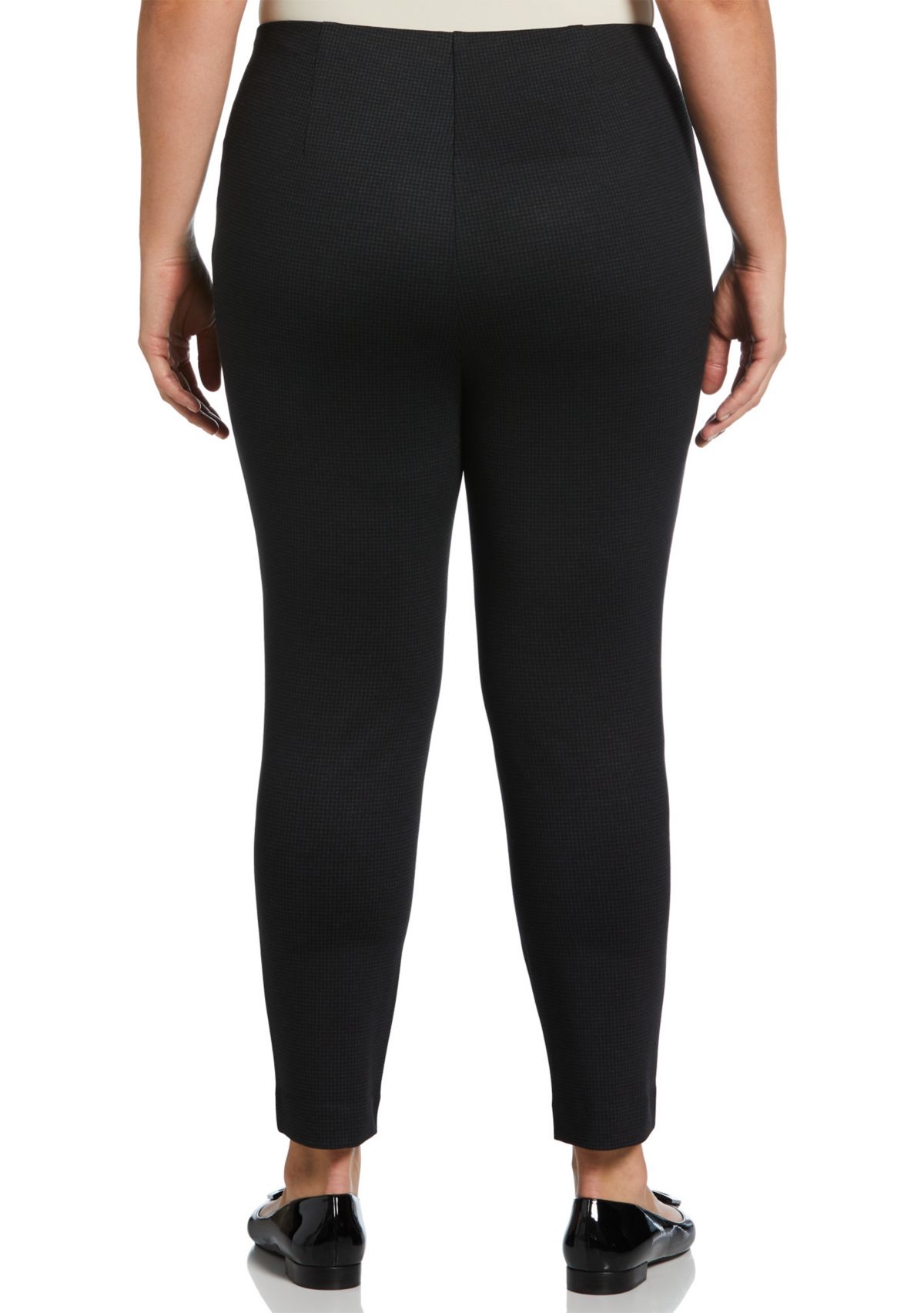 Plus Size Houndstooth Pull On Pants