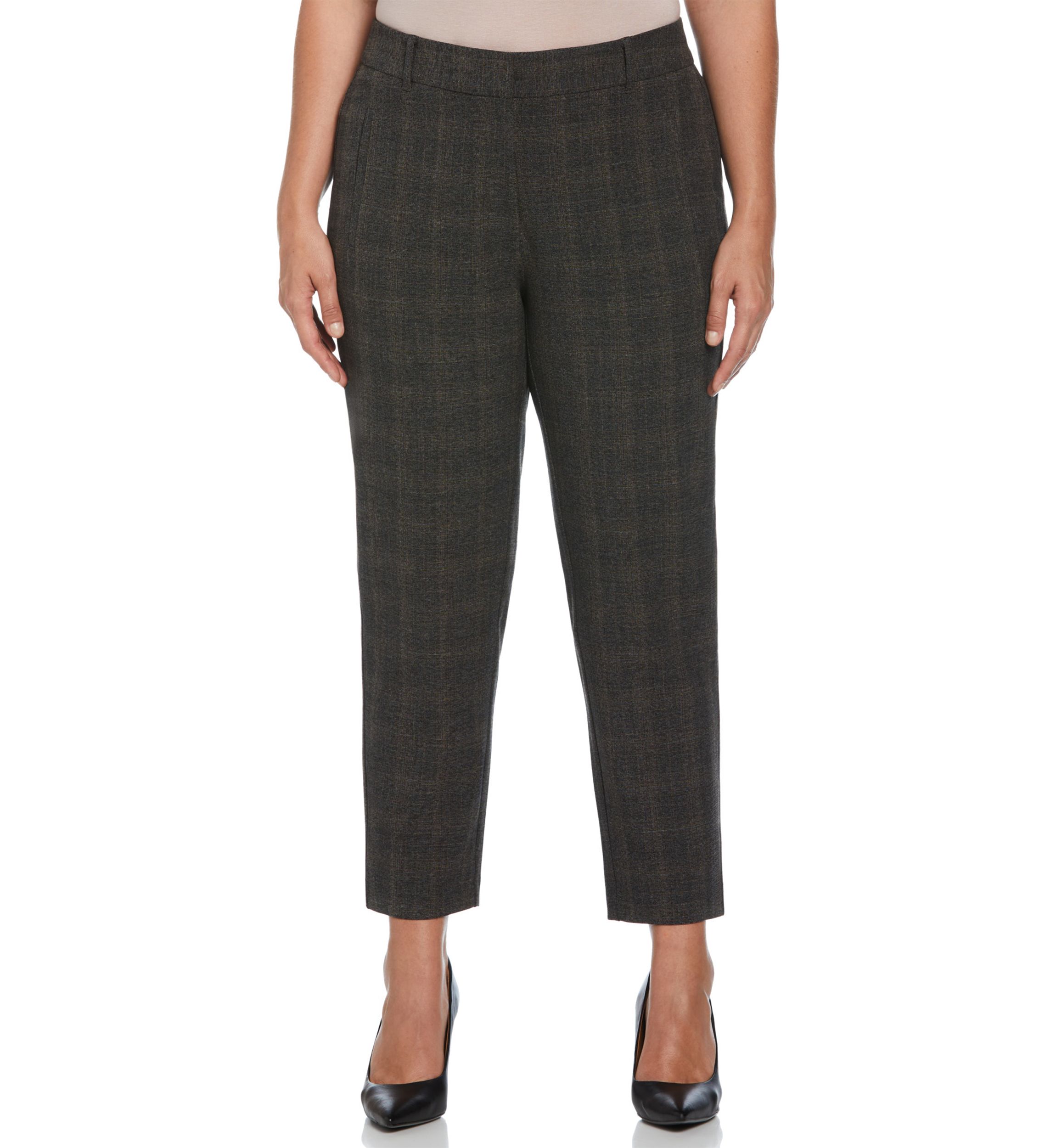 Plus Size Brown Plaid Straight Leg Pants