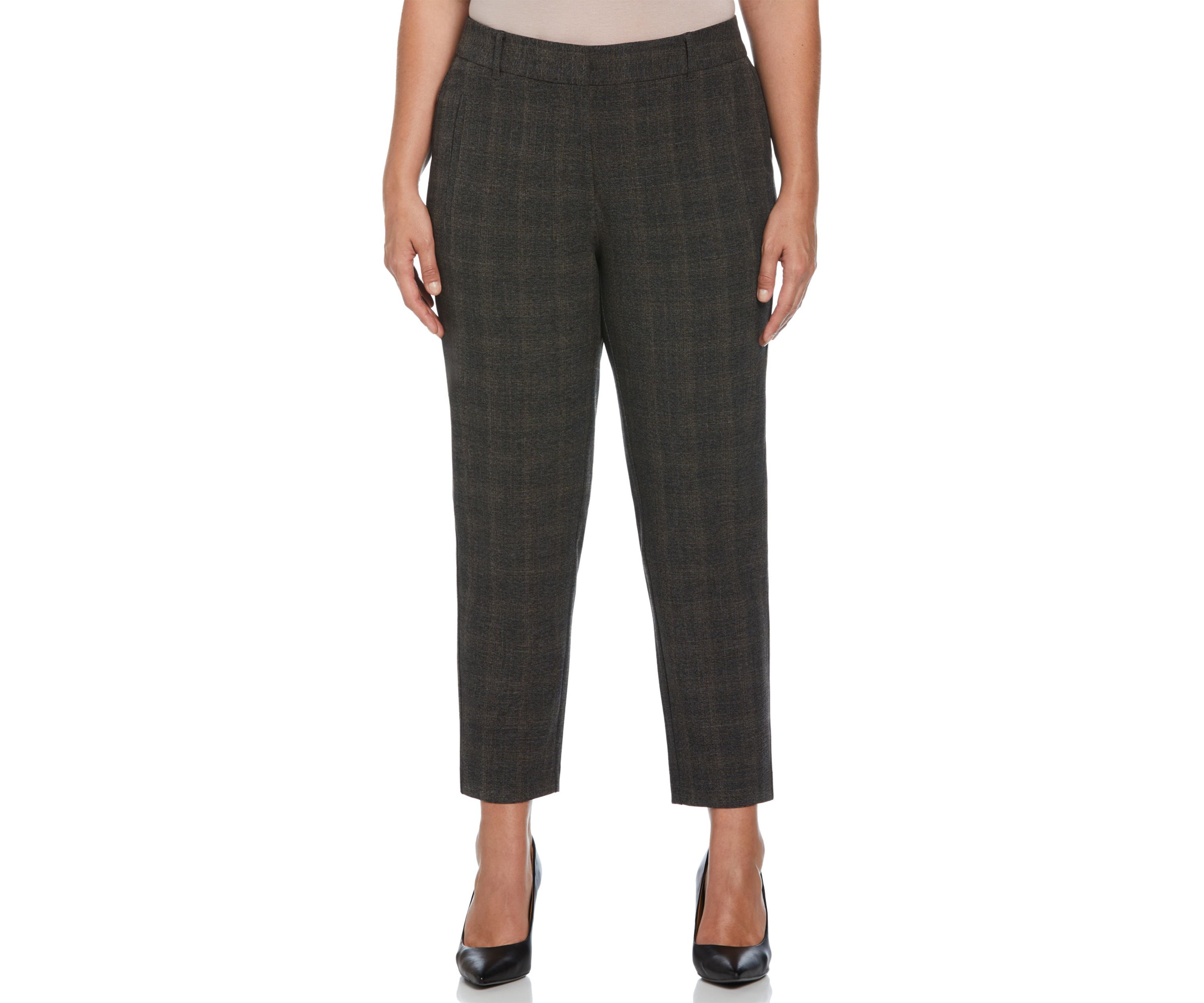 Plus Size Brown Plaid Straight Leg Pants
