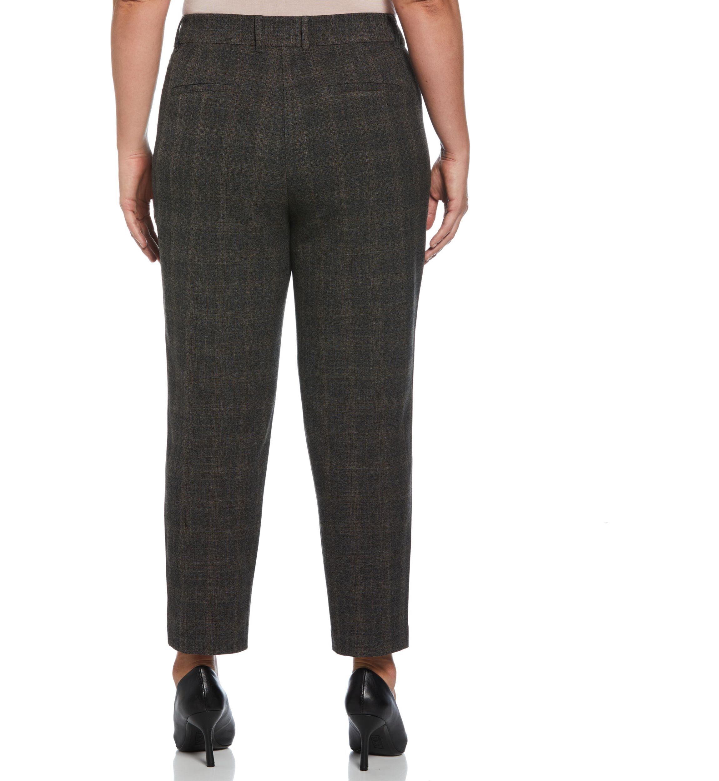 Plus Size Brown Plaid Straight Leg Pants
