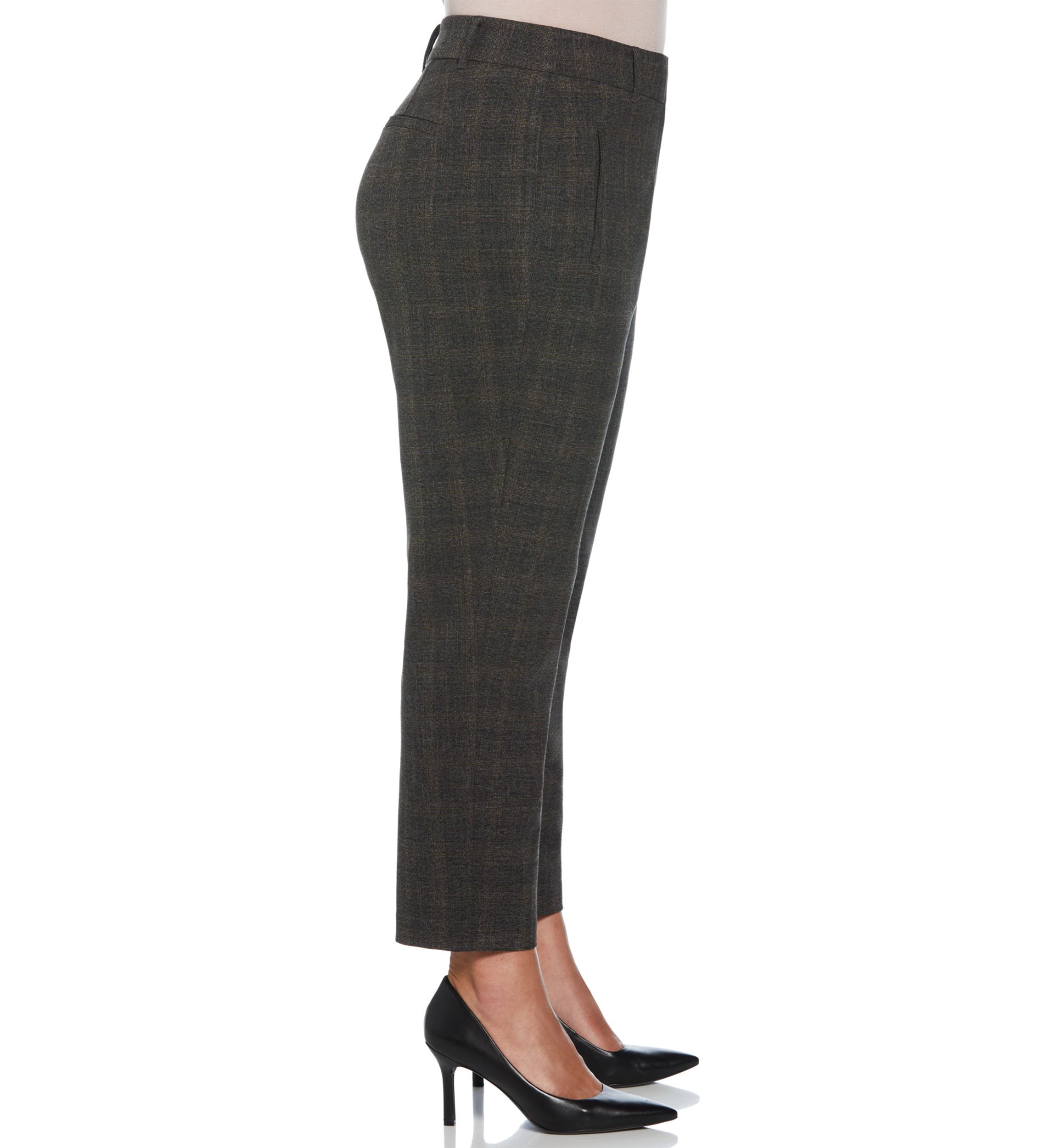 Plus Size Brown Plaid Straight Leg Pants