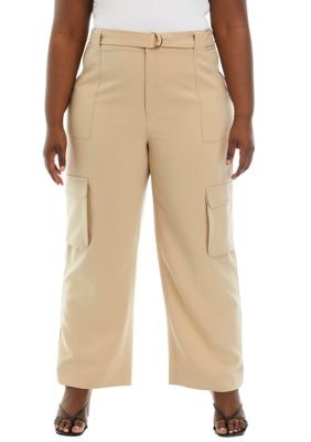 ELLA Rafaella Women's Plus Size Straight Leg Cargo Pants