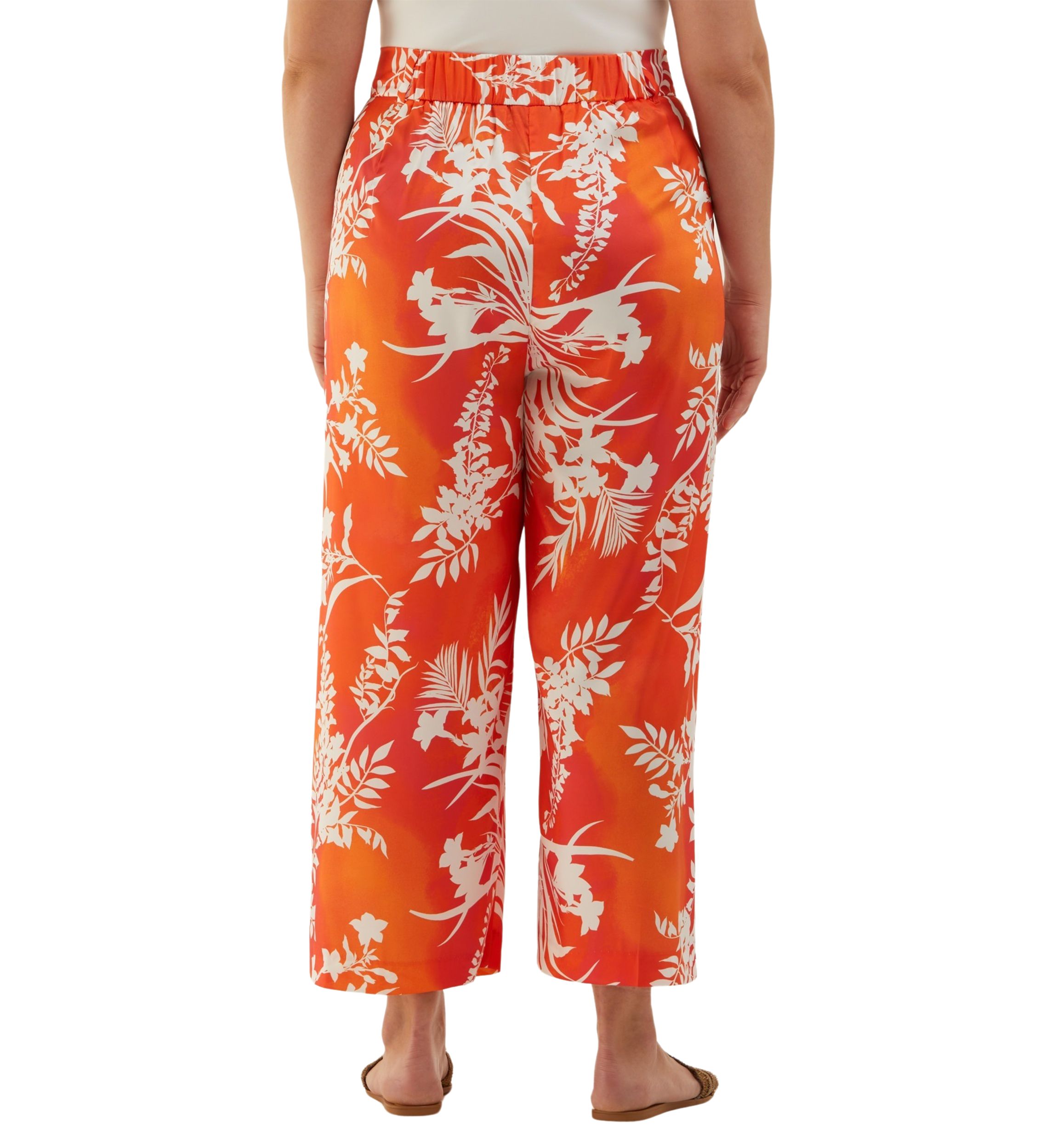 Plus Size Wildflower Printed Wide Leg Ankle Pants