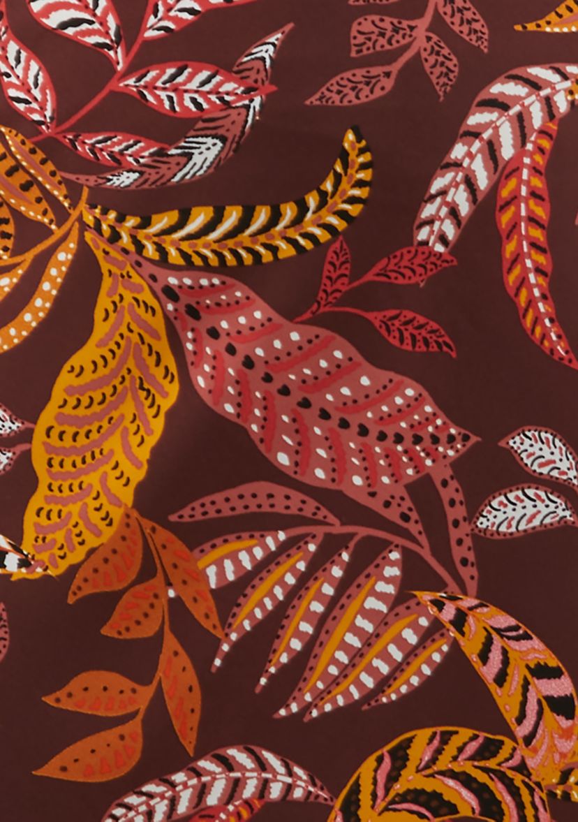 Plus Size Leaf Print Shine Bias Skirt