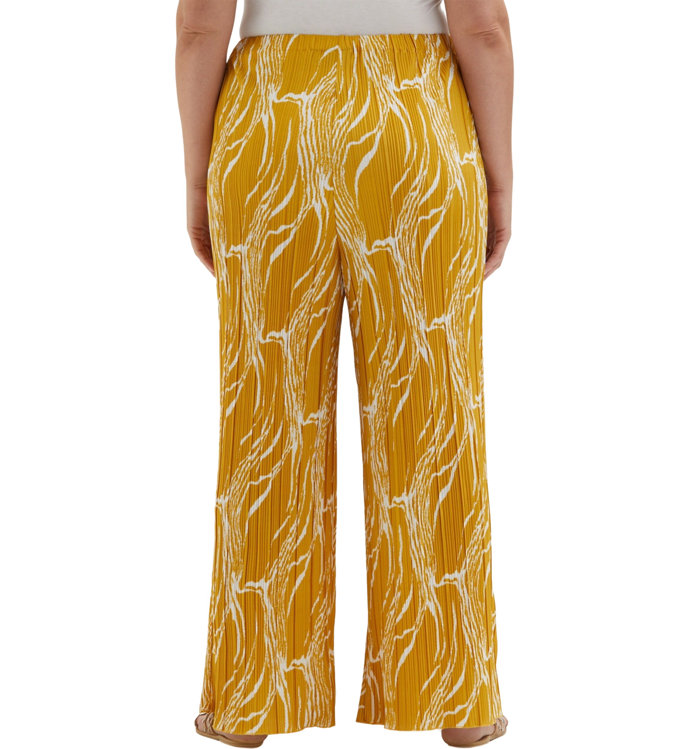 Plus Size Ripple Print Plisse Wide Leg Ankle Pants