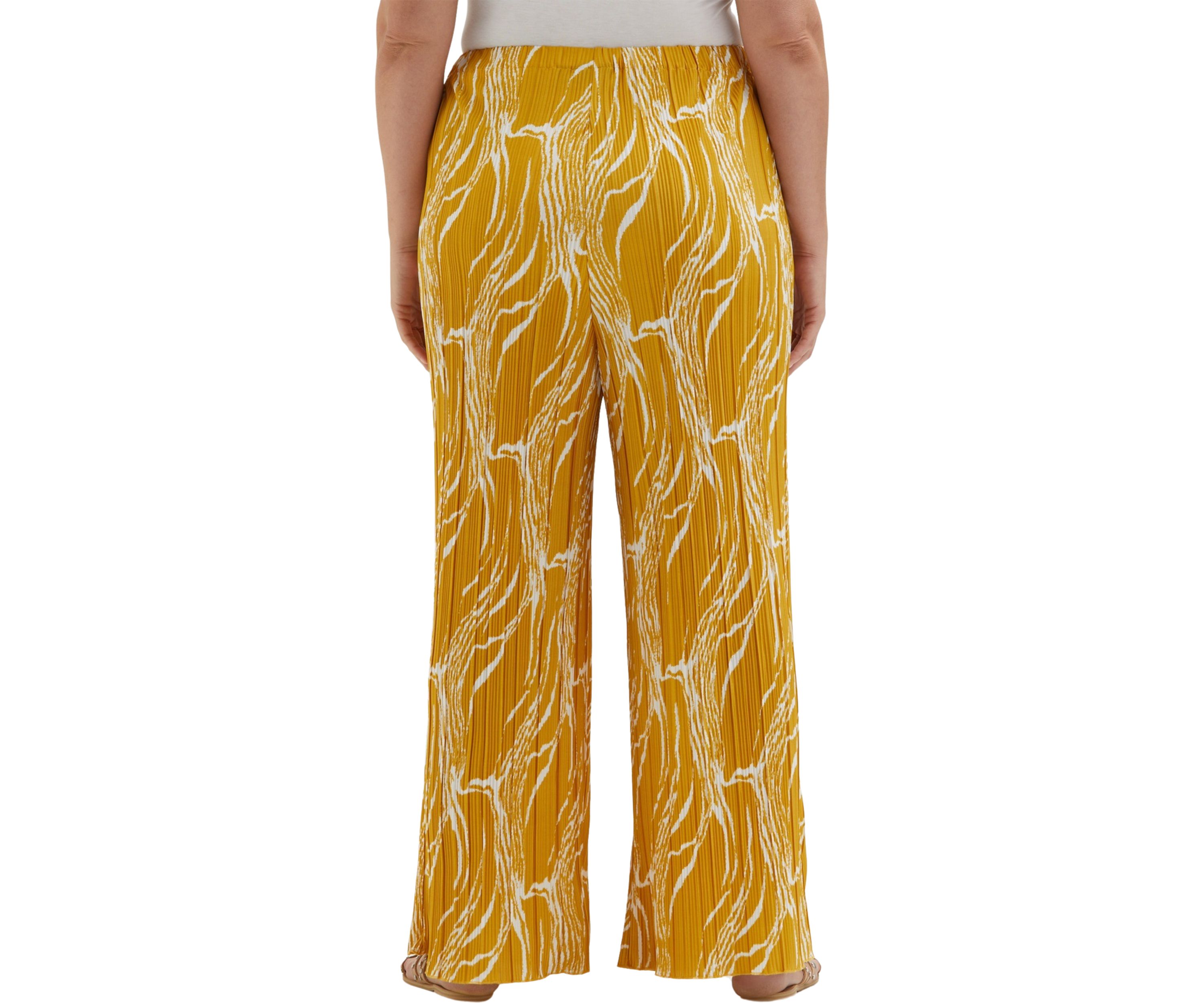 Plus Size Ripple Print Plisse Wide Leg Ankle Pants
