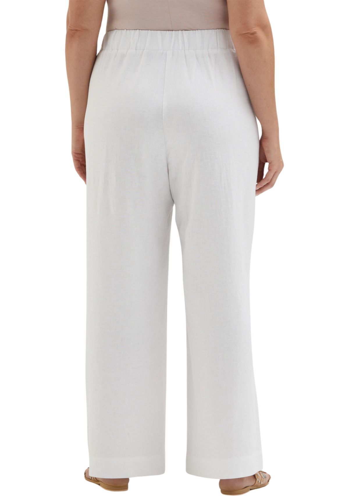 Plus Size Linen Blend Pleated Wide Leg Pants