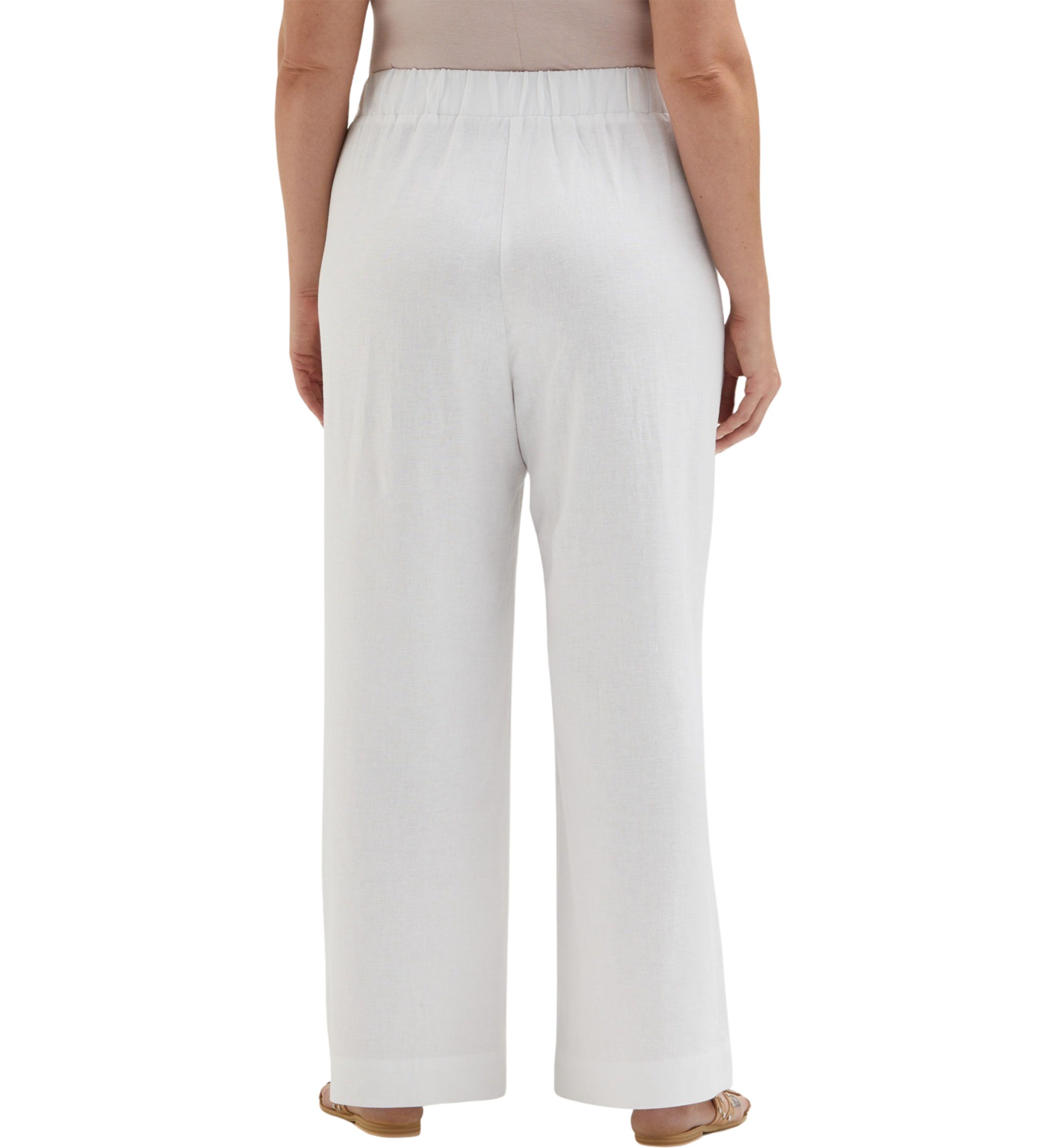 Plus Size Linen Blend Pleated Wide Leg Pants