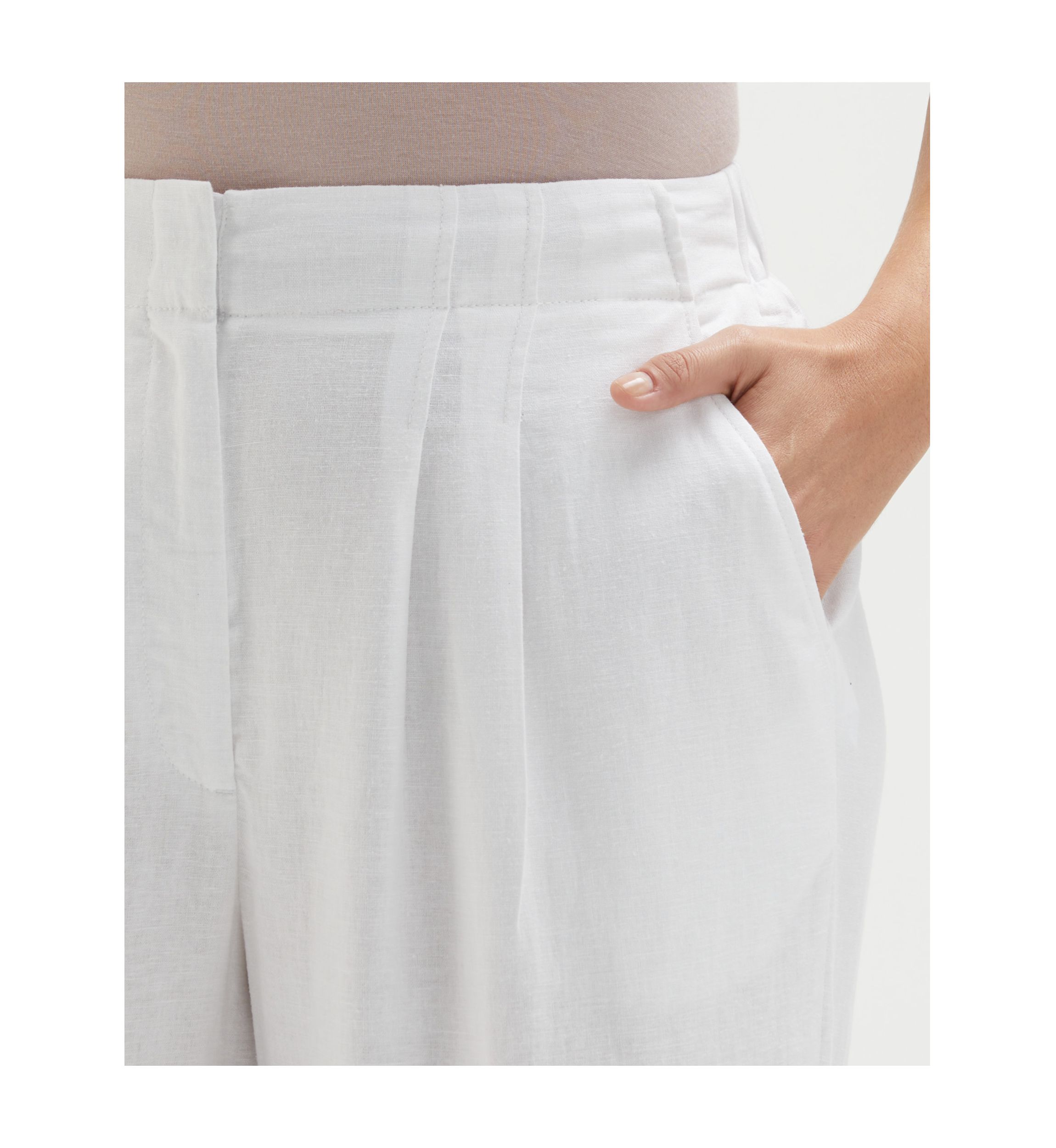 Plus Size Linen Blend Pleated Wide Leg Pants