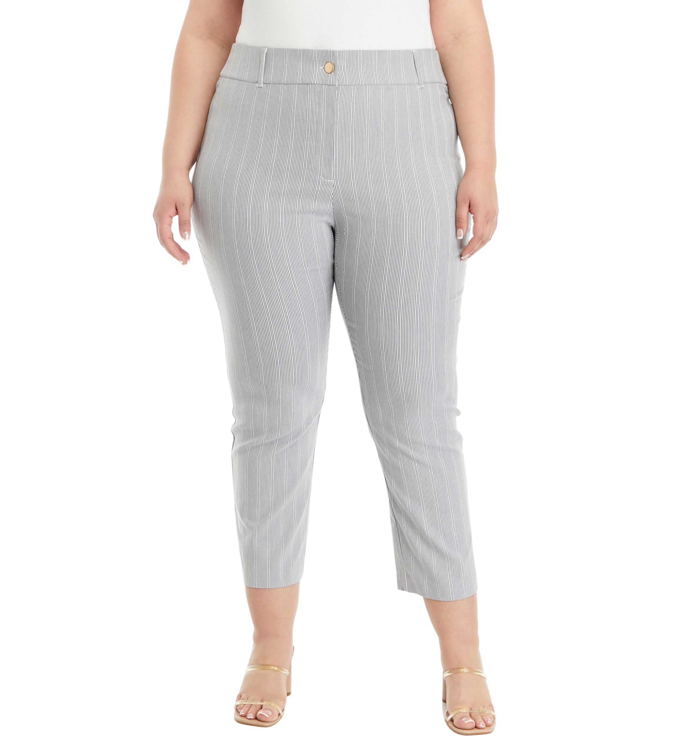 Plus Size Satin Straight Leg Crop Pants