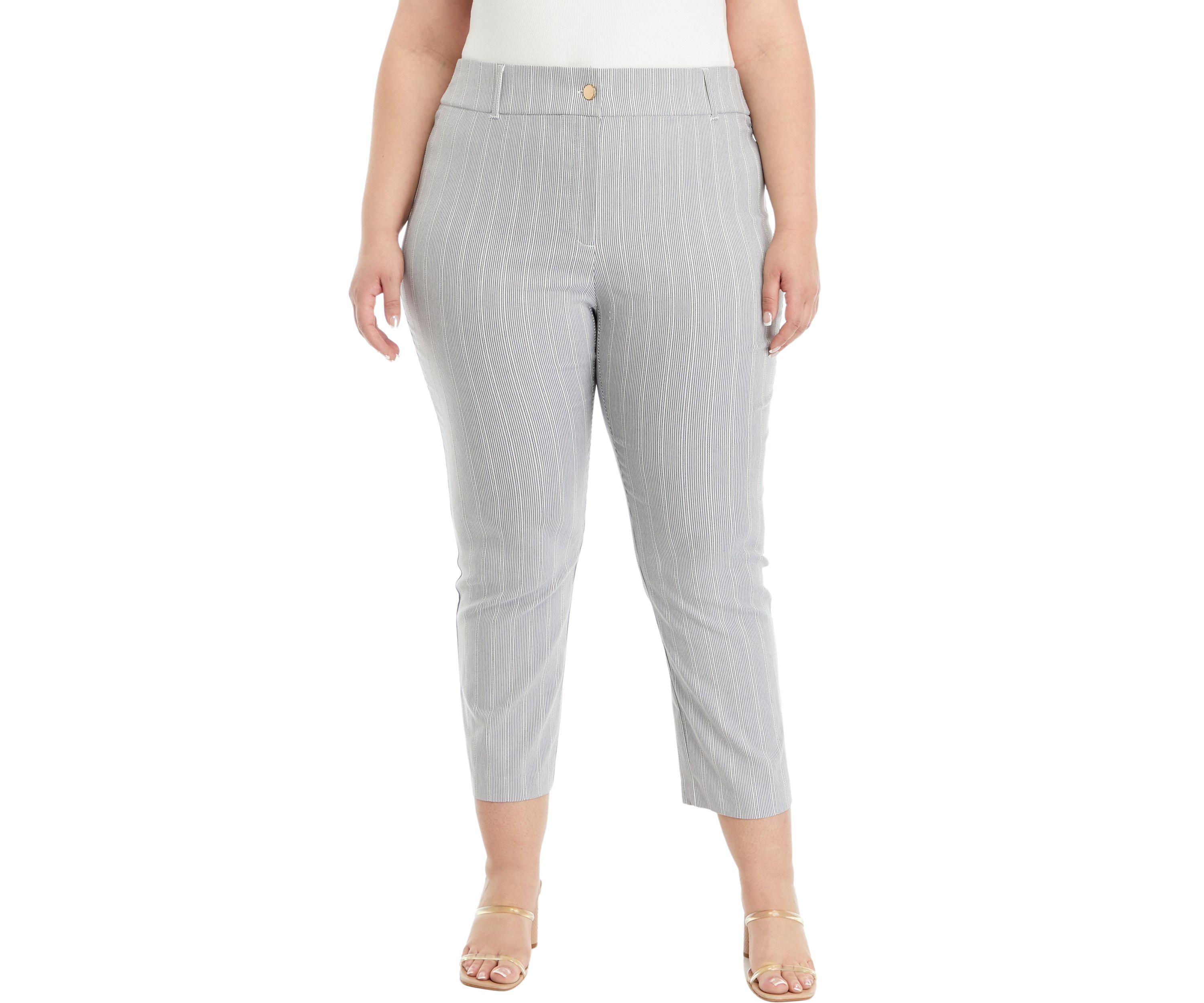 Plus Size Satin Straight Leg Crop Pants
