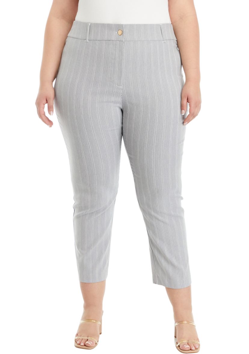 Plus Size Satin Straight Leg Crop Pants
