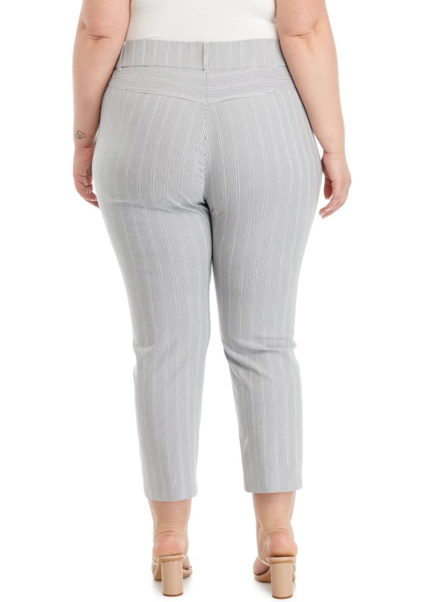 Plus Size Satin Straight Leg Crop Pants