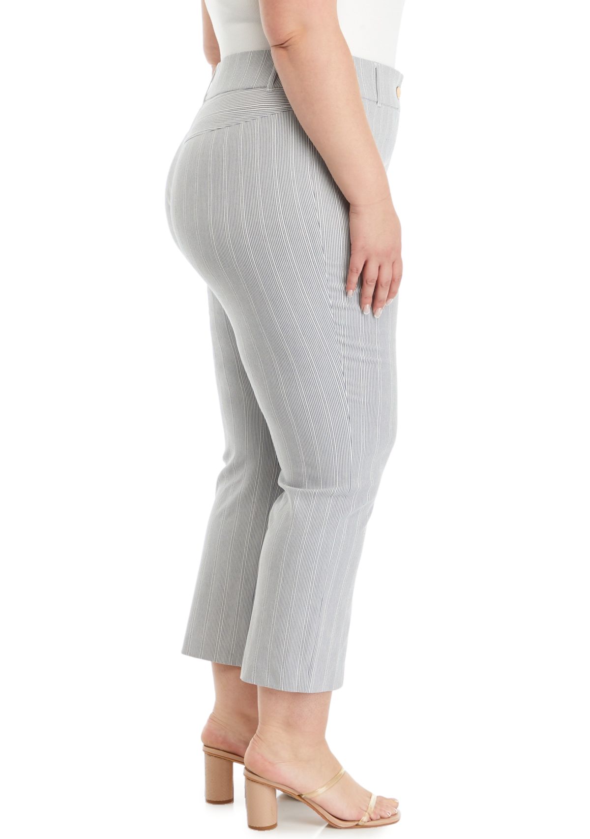 Plus Size Satin Straight Leg Crop Pants