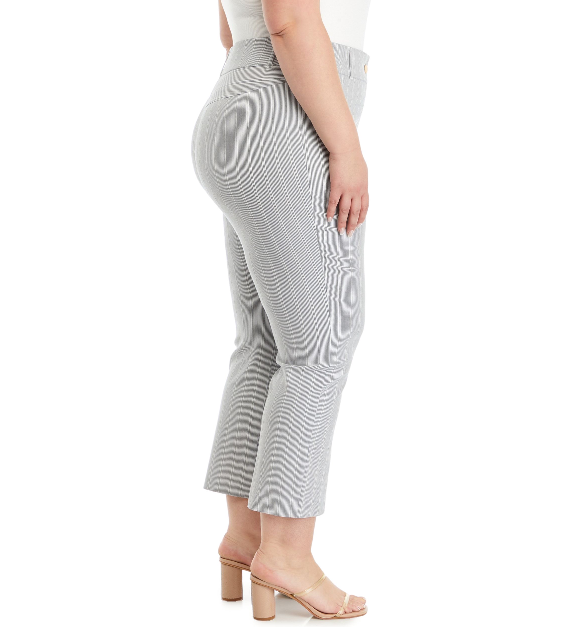 Plus Size Satin Straight Leg Crop Pants