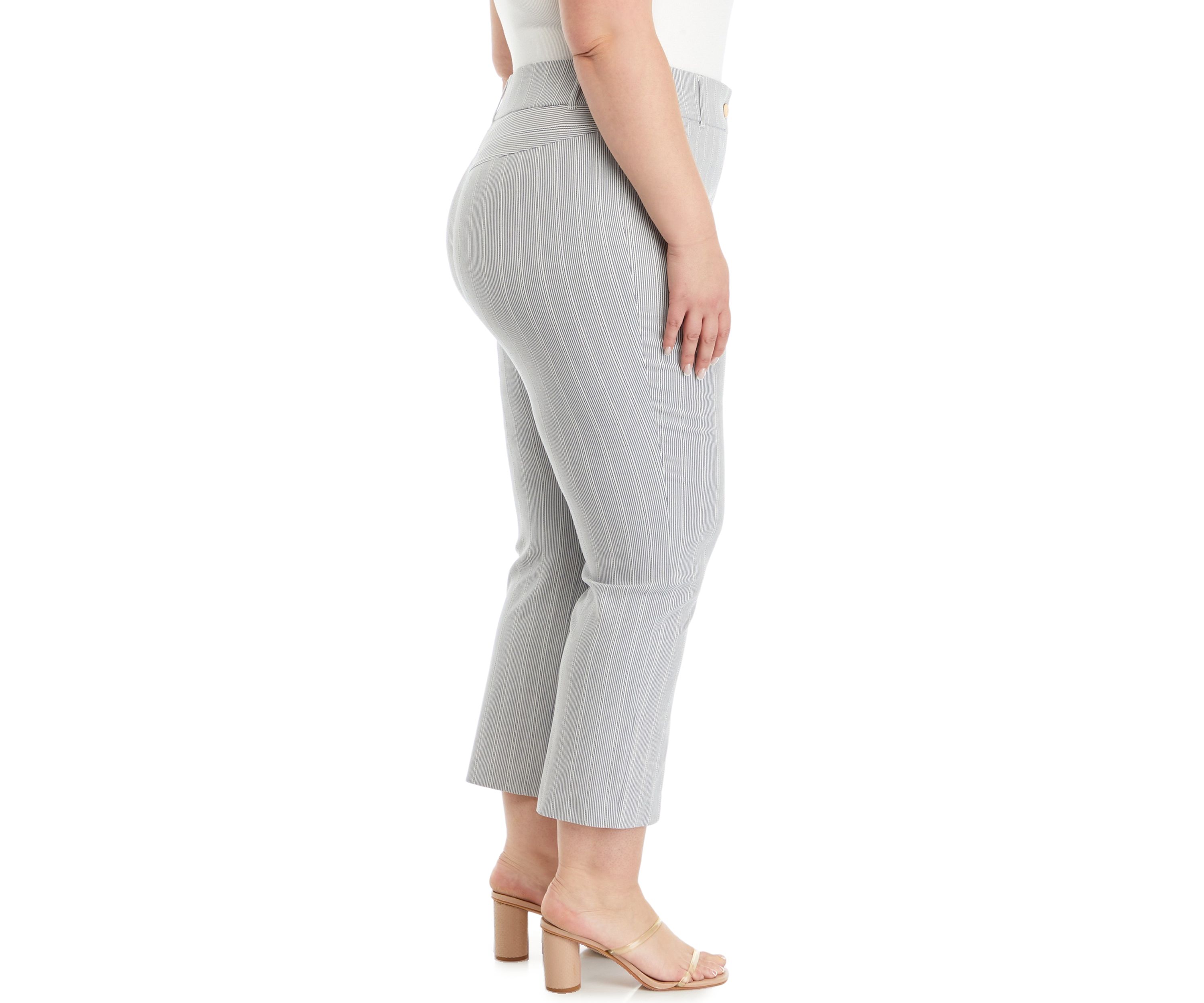 Plus Size Satin Straight Leg Crop Pants