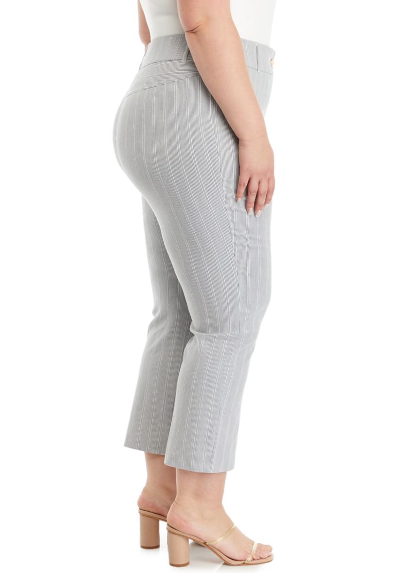 Plus Size Satin Straight Leg Crop Pants