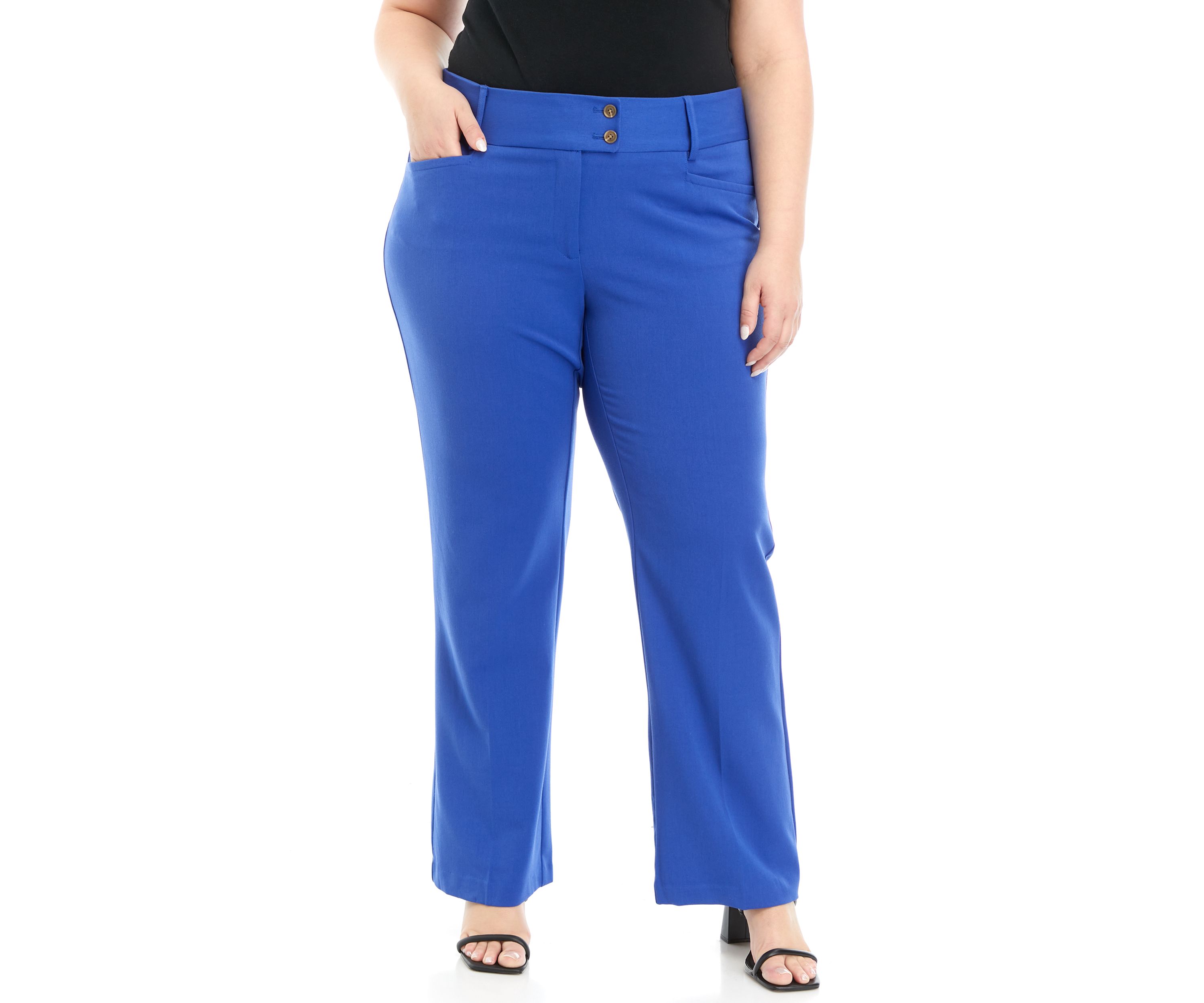 Plus Size Gabardine Wide Waistband Bootcut Pants
