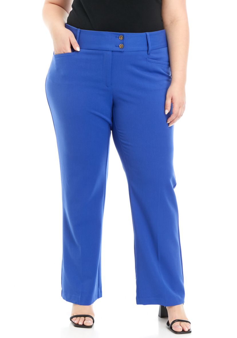 Plus Size Gabardine Wide Waistband Bootcut Pants