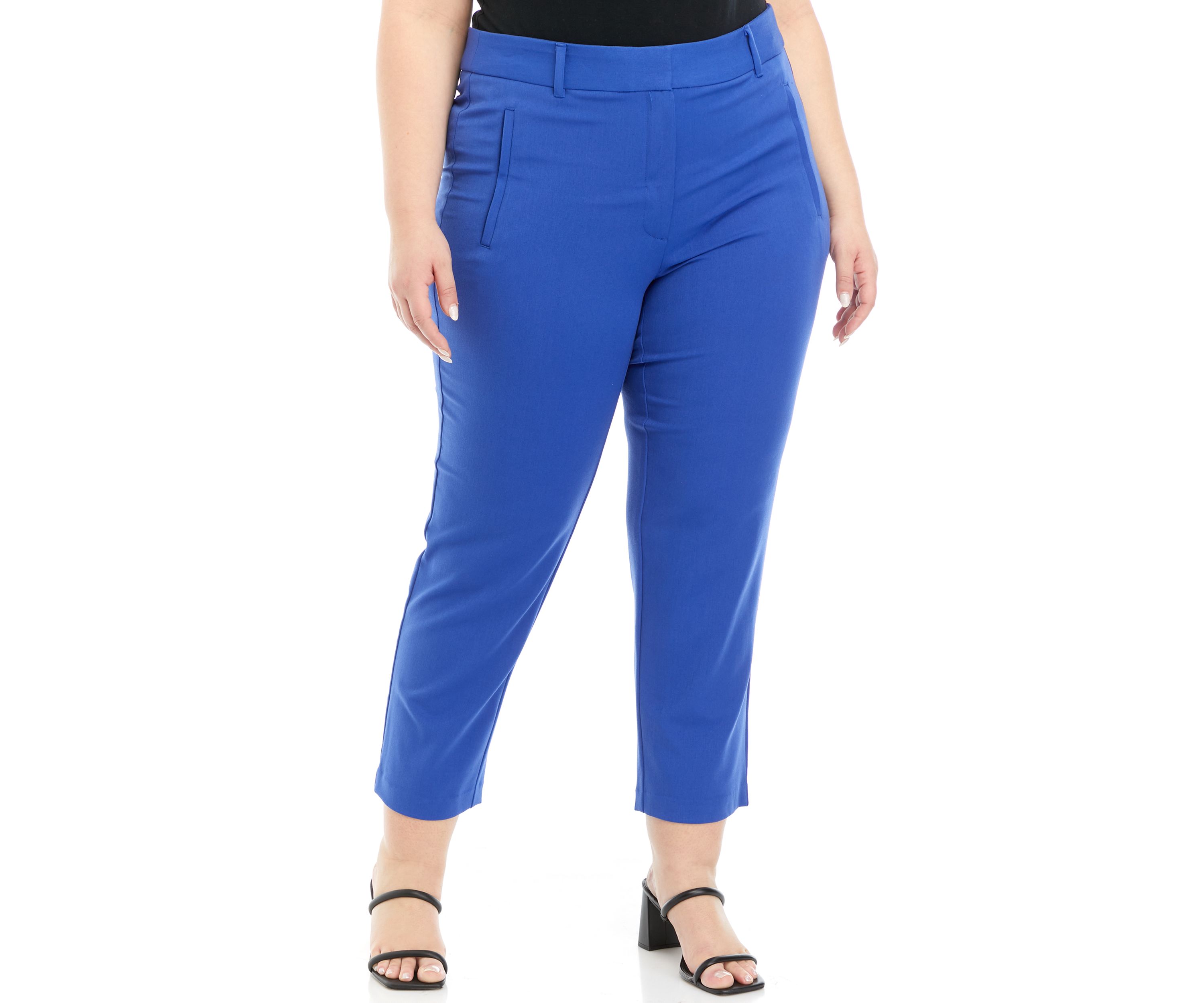 Plus Size Gabardine Straight Leg Ankle Pants