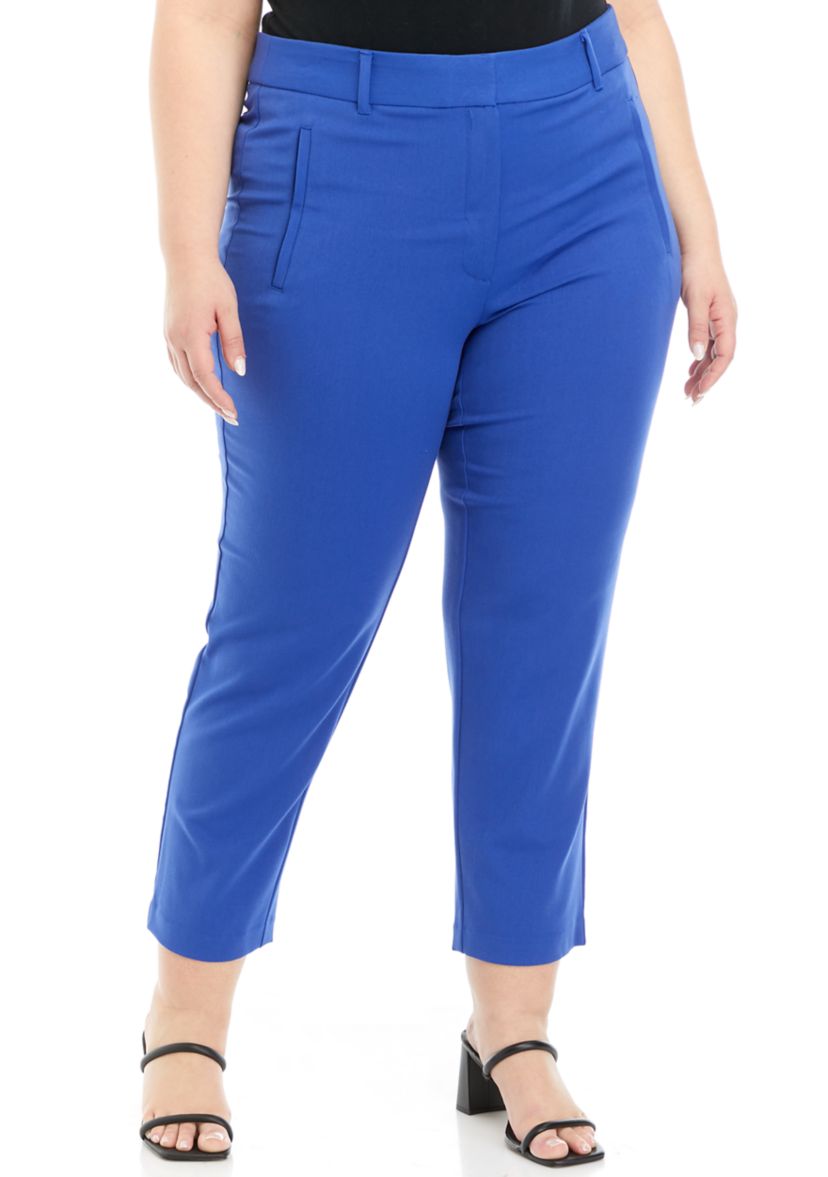 Plus Size Gabardine Straight Leg Ankle Pants