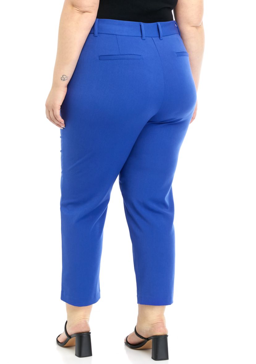 Plus Size Gabardine Straight Leg Ankle Pants