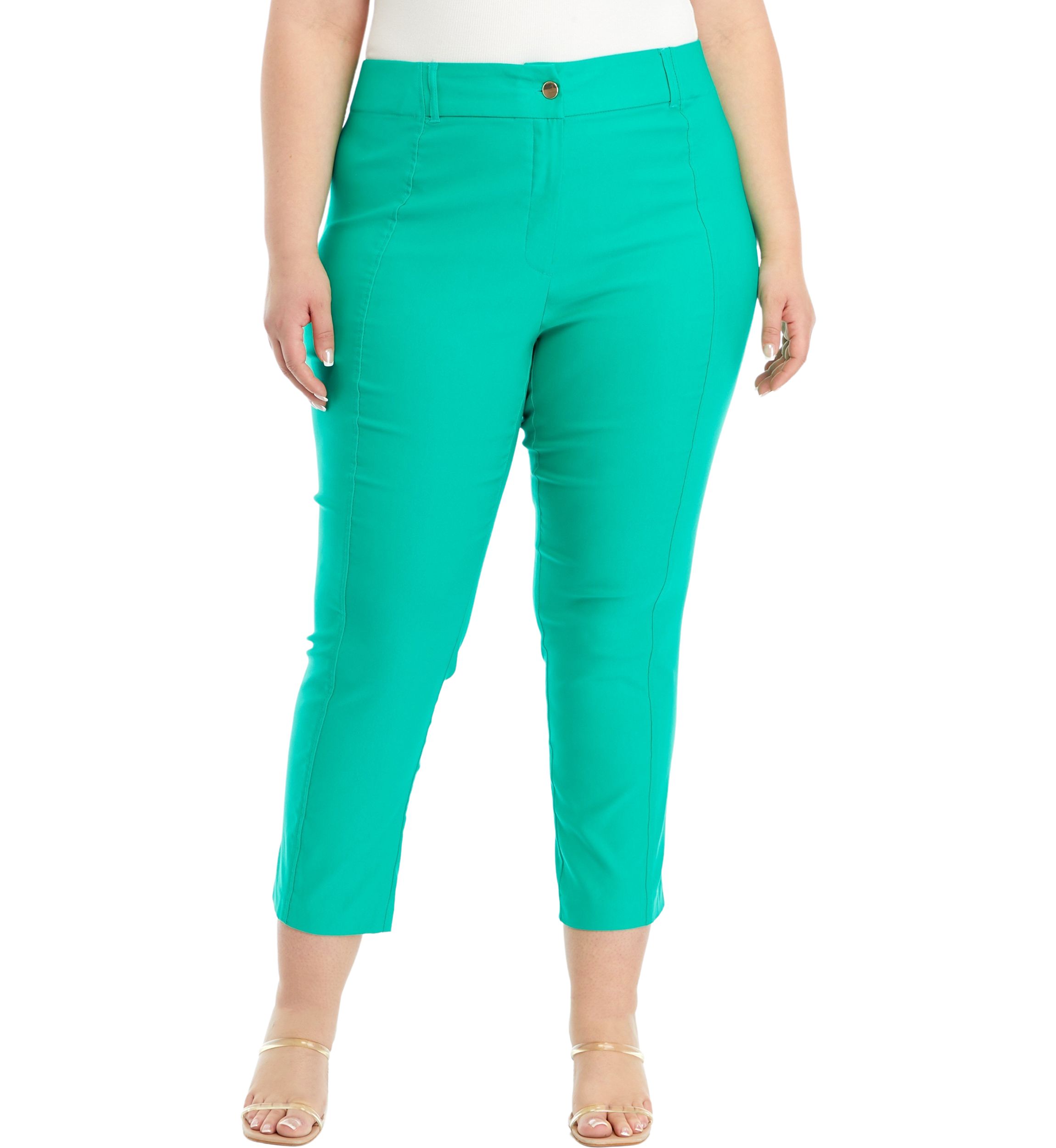 Plus Size Satin Straight Leg Cropped Pants
