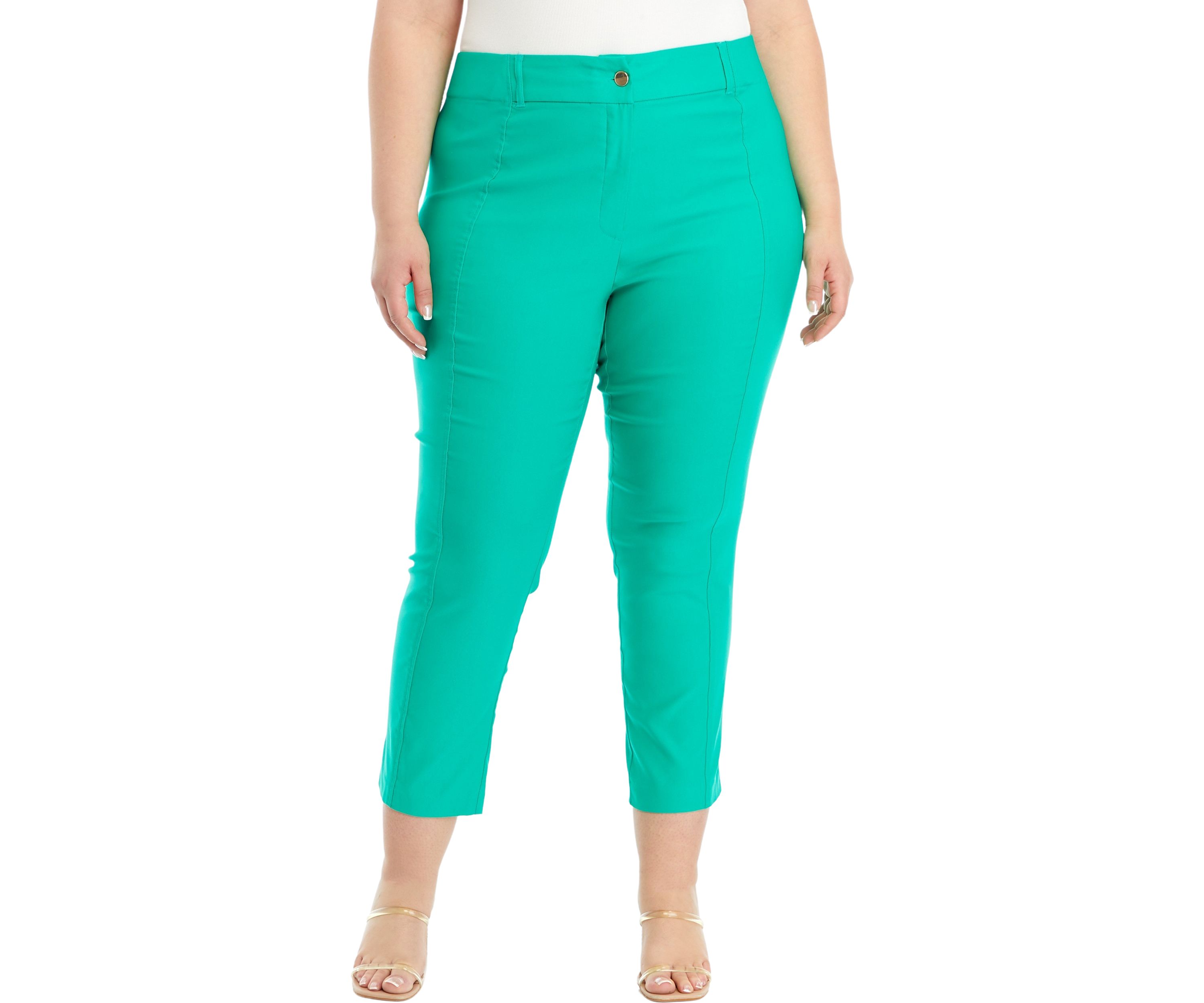 Plus Size Satin Straight Leg Cropped Pants