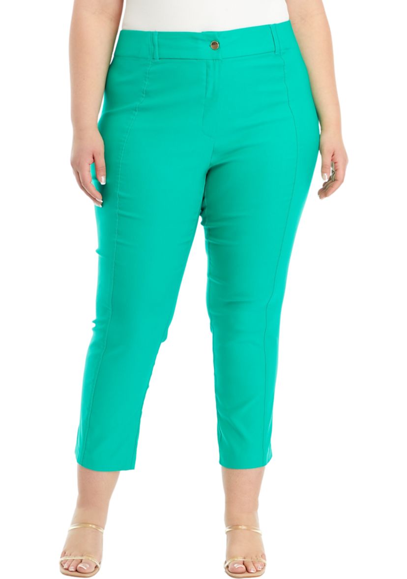 Plus Size Satin Straight Leg Cropped Pants