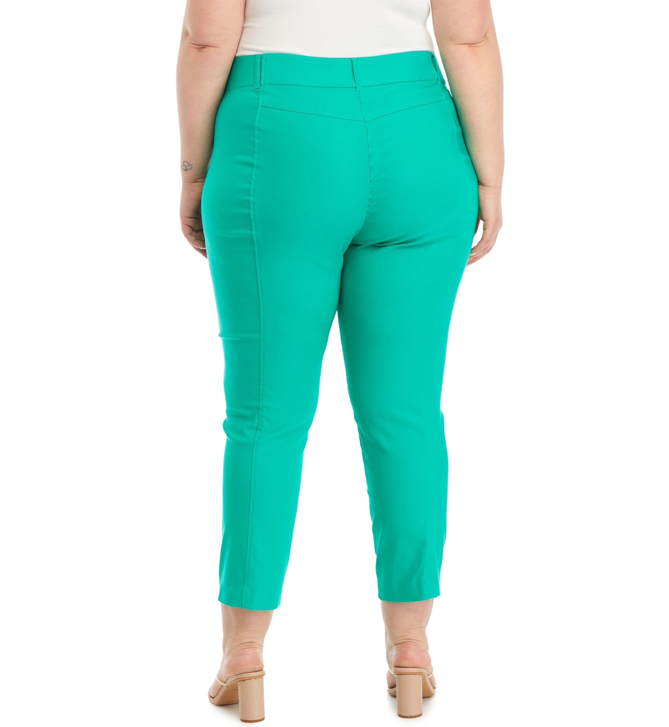 Plus Size Satin Straight Leg Cropped Pants