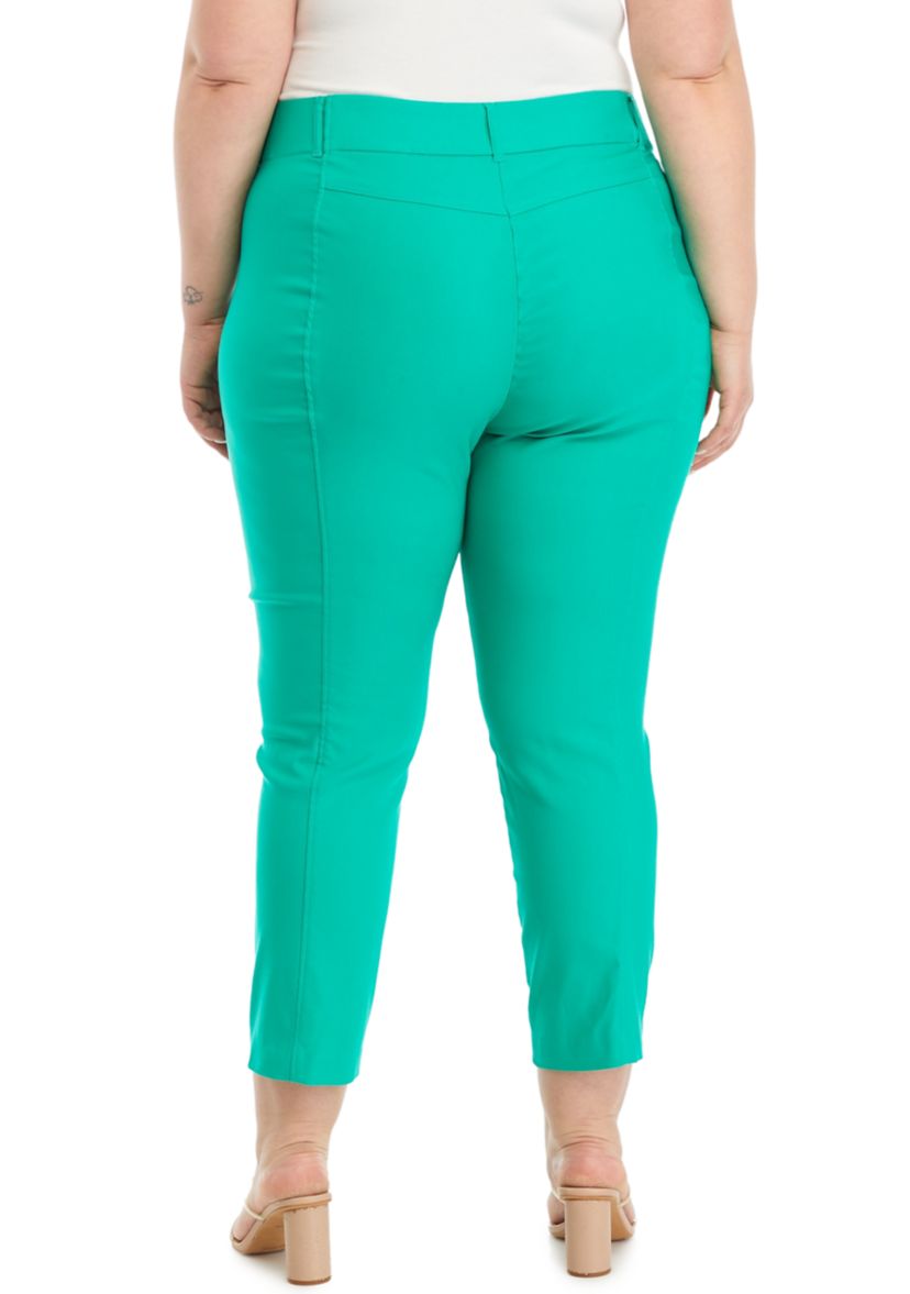 Plus Size Satin Straight Leg Cropped Pants