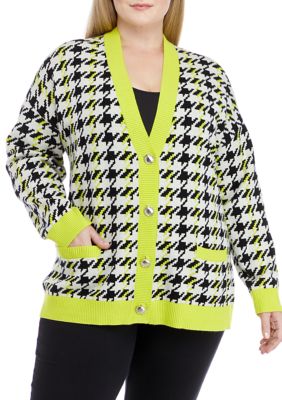 Kasper Separates Women's Large Poncho Short Sleeve Cardigan Houndstooth  Casual