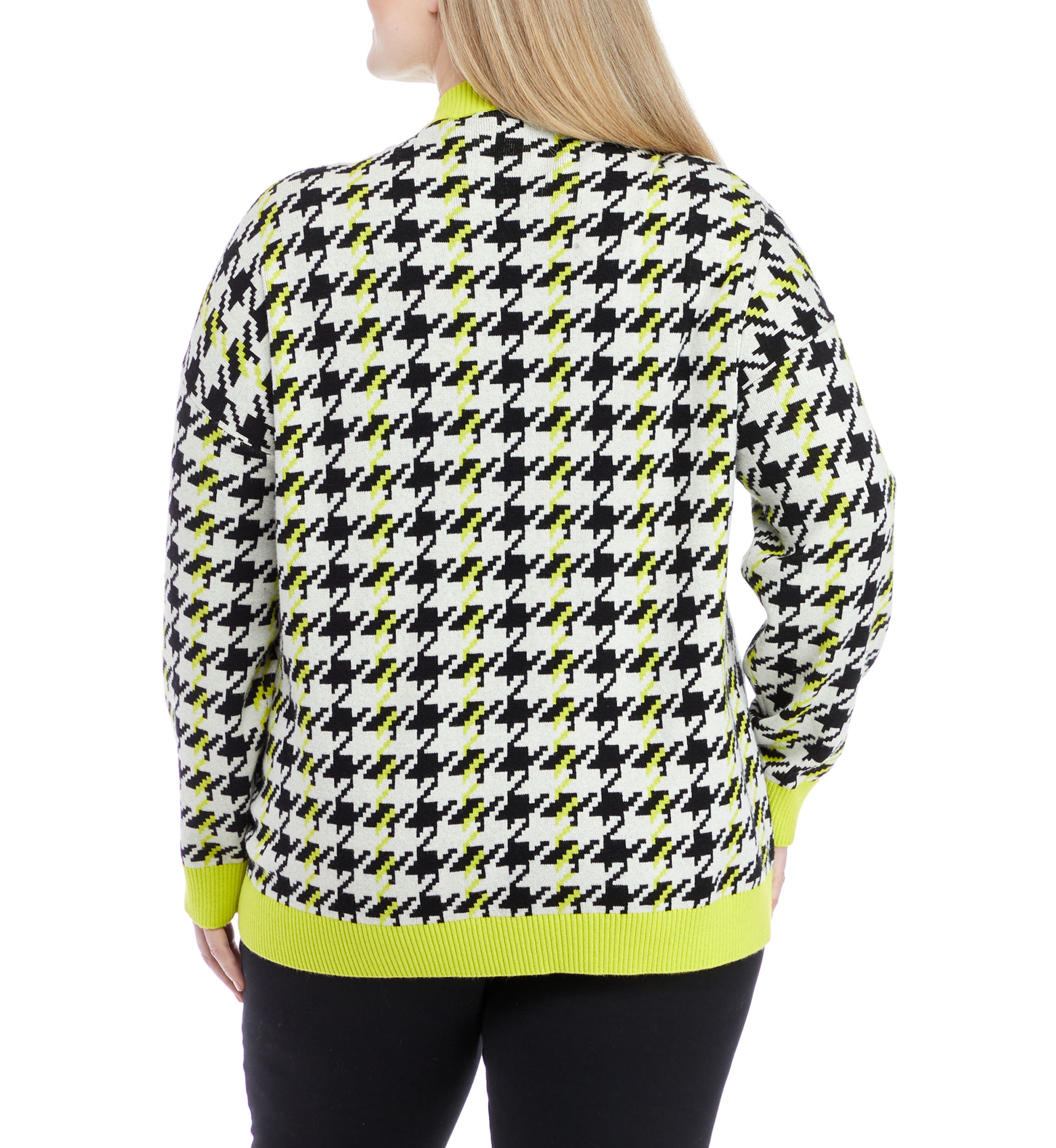 Plus Size Houndstooth Oversized Cardigan
