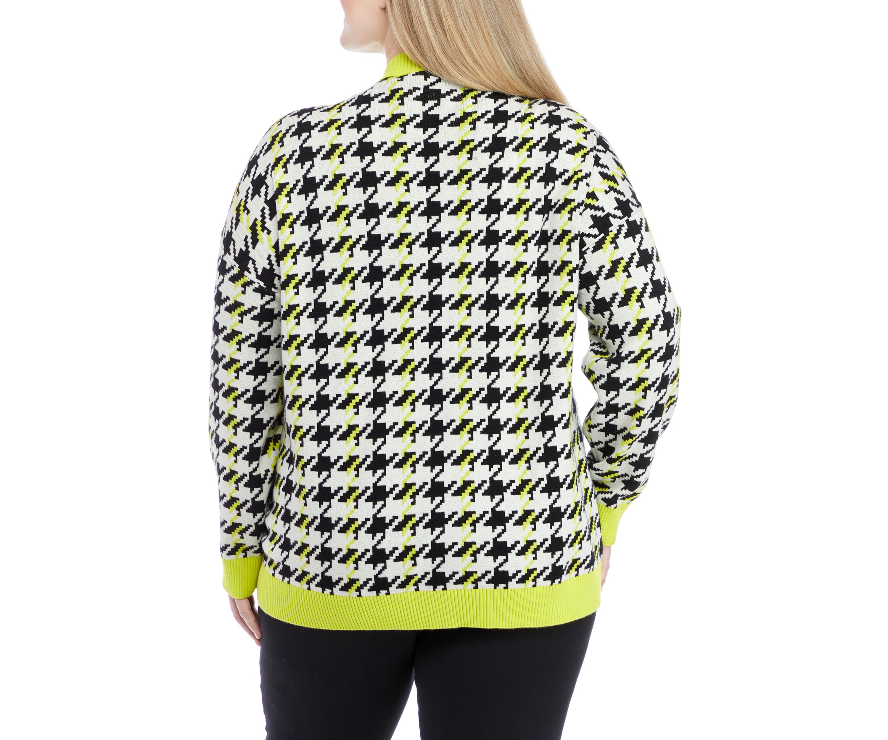 Plus Size Houndstooth Oversized Cardigan